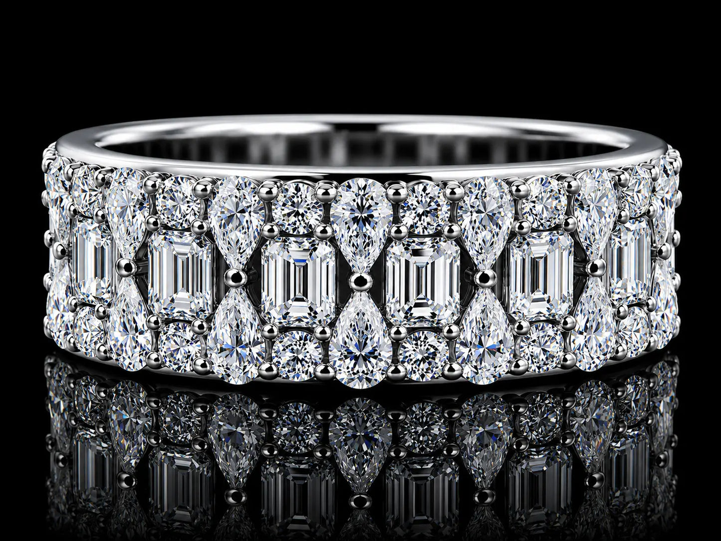 Signature Collection 10K White Gold Diamond Band Ring – 6.38 CT VVS F+ Diamonds | 8MM Angelica Jewellers
