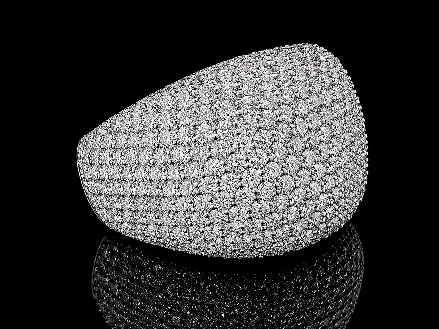 14K WHITE GOLD RING SET WITH 8.40CT OF ROUND DIAMONDS IN VVS F+ Angelica Jewellers X Waves