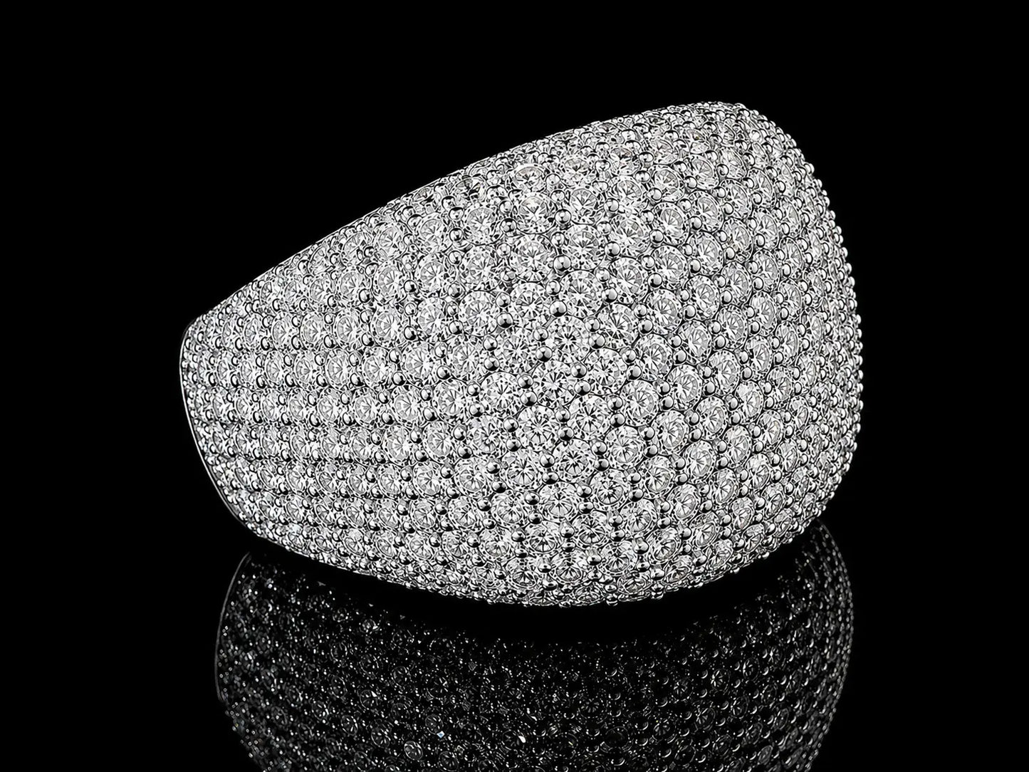 14K WHITE GOLD RING SET WITH 8.40CT OF ROUND DIAMONDS IN VVS F+ Angelica Jewellers X Waves