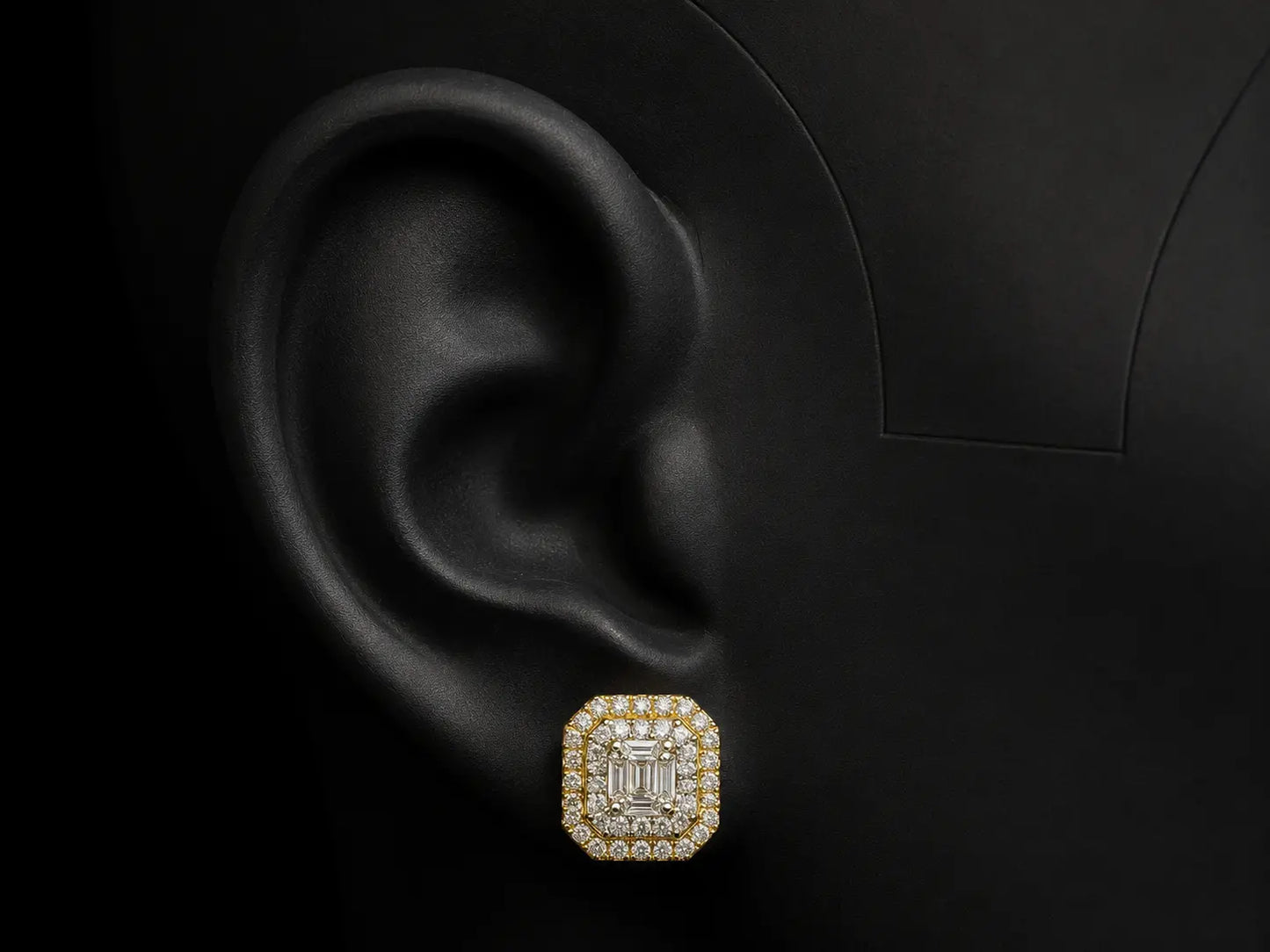 10K YELLOW GOLD BAGUETTE AND ROUND DIAMOND EARRINGS Angelica Jewellers
