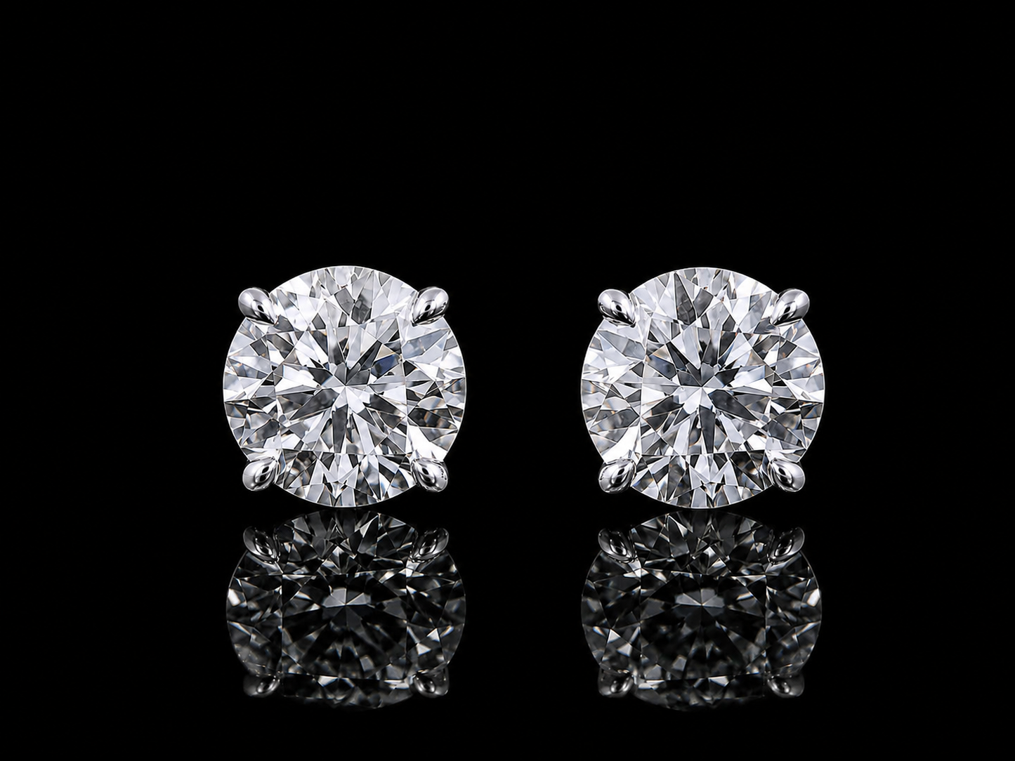 14K GOLD 1+1 CT LAB 2CT TW DIAMOND STUD EARRINGS