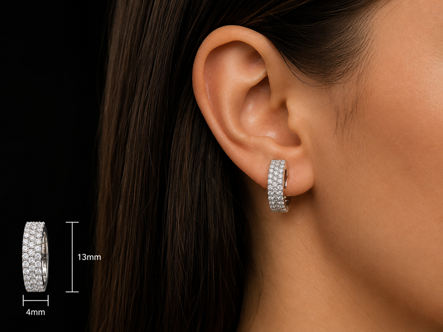 14K YELLOW GOLD 4MM HOOP DIAMOND EARRINGS Angelica Jewellers