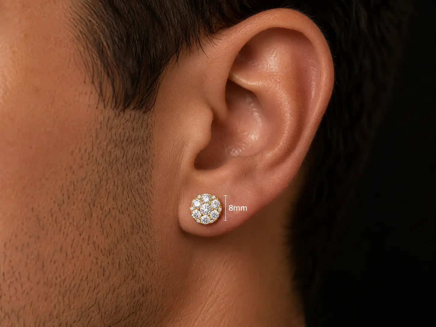 14K YELLOW GOLD 8MM DIAMOND EARRINGS Angelica Jewellers