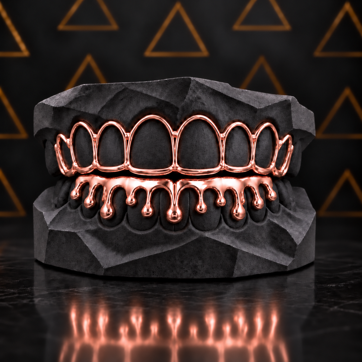 Open Face Drip Gold Grillz Set