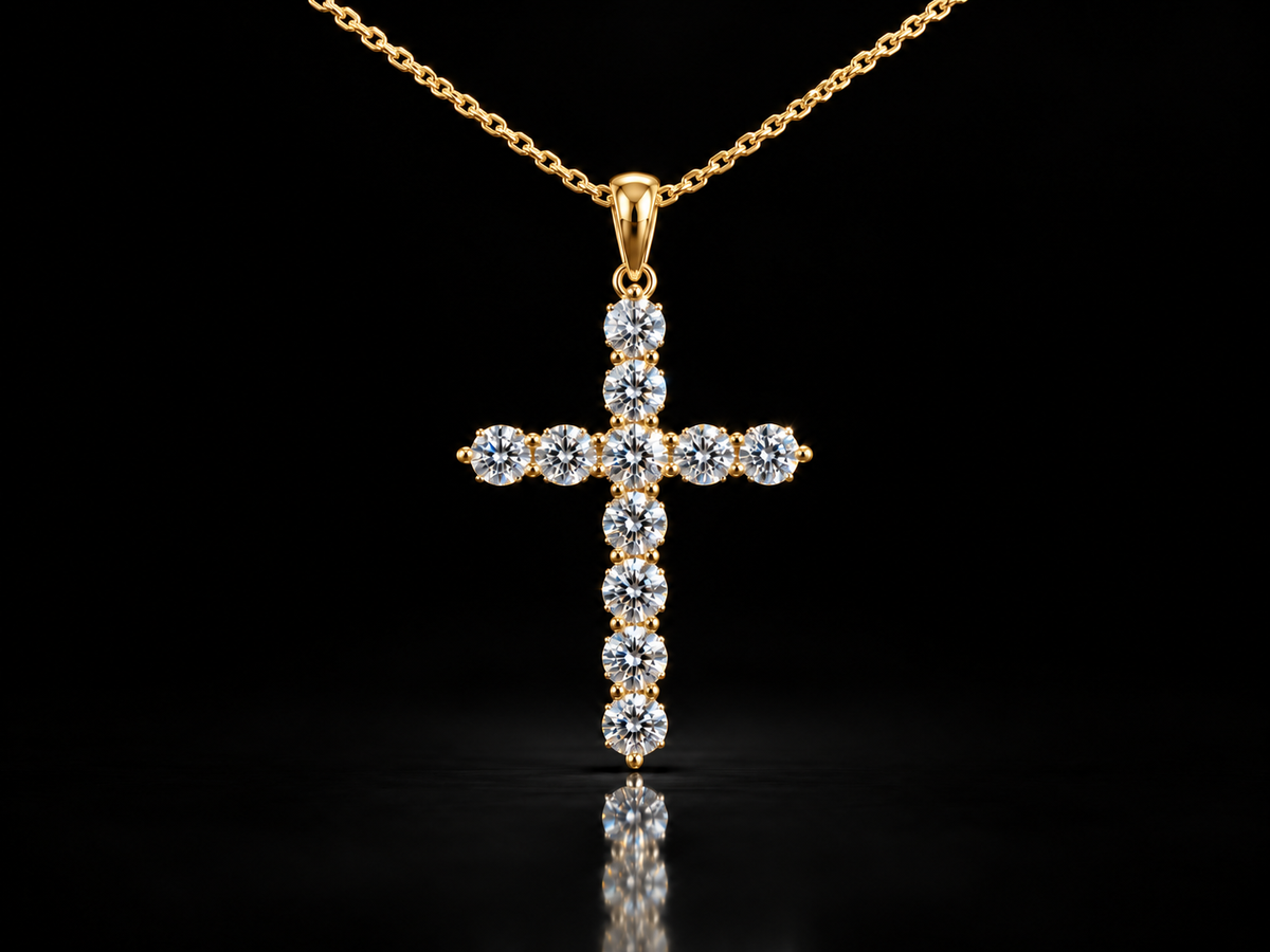 1.00 CTW Diamond Cross Necklace with 18-Inch Forsa Chain