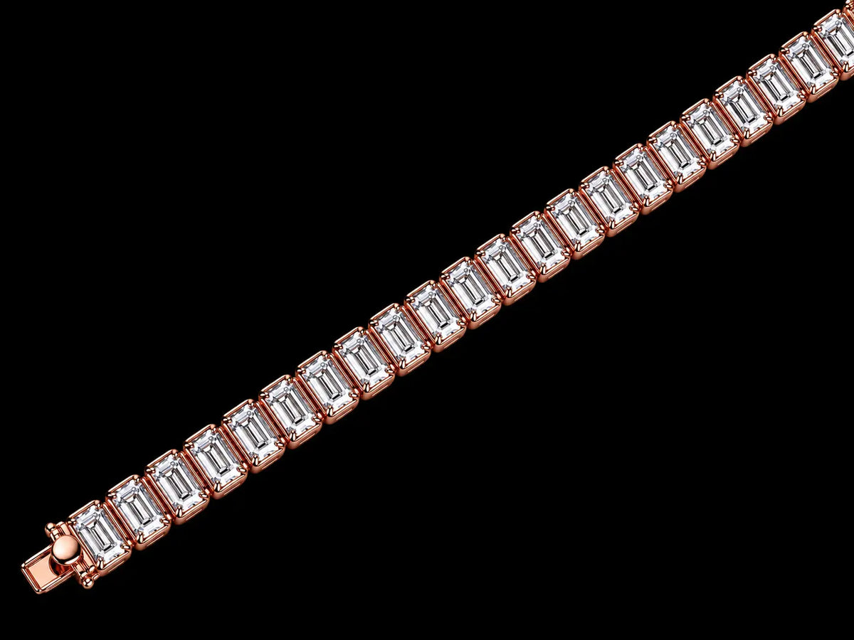 14K Yellow Gold Emerald-Cut Lab-Grown Diamond Tennis Bracelet – 13.38 CT Angelica Jewellers