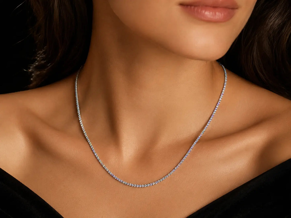 14K White Gold 3.50ct Lab-Grown Diamond Tennis Necklace Angelica Jewellers