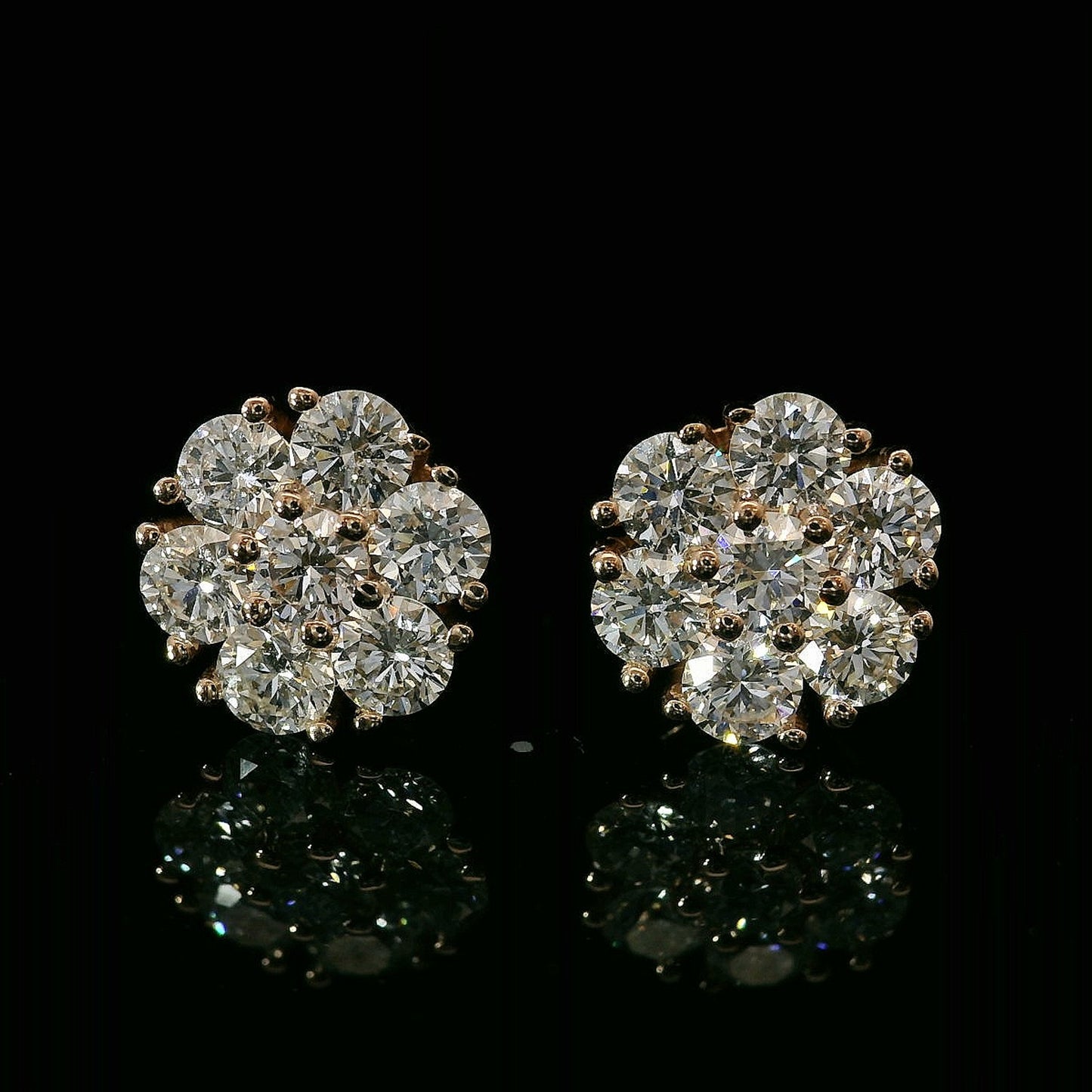 PENDIENTES VVS F+ CON DIAMANTES REDONDOS EN ORO ROSA DE 14 K