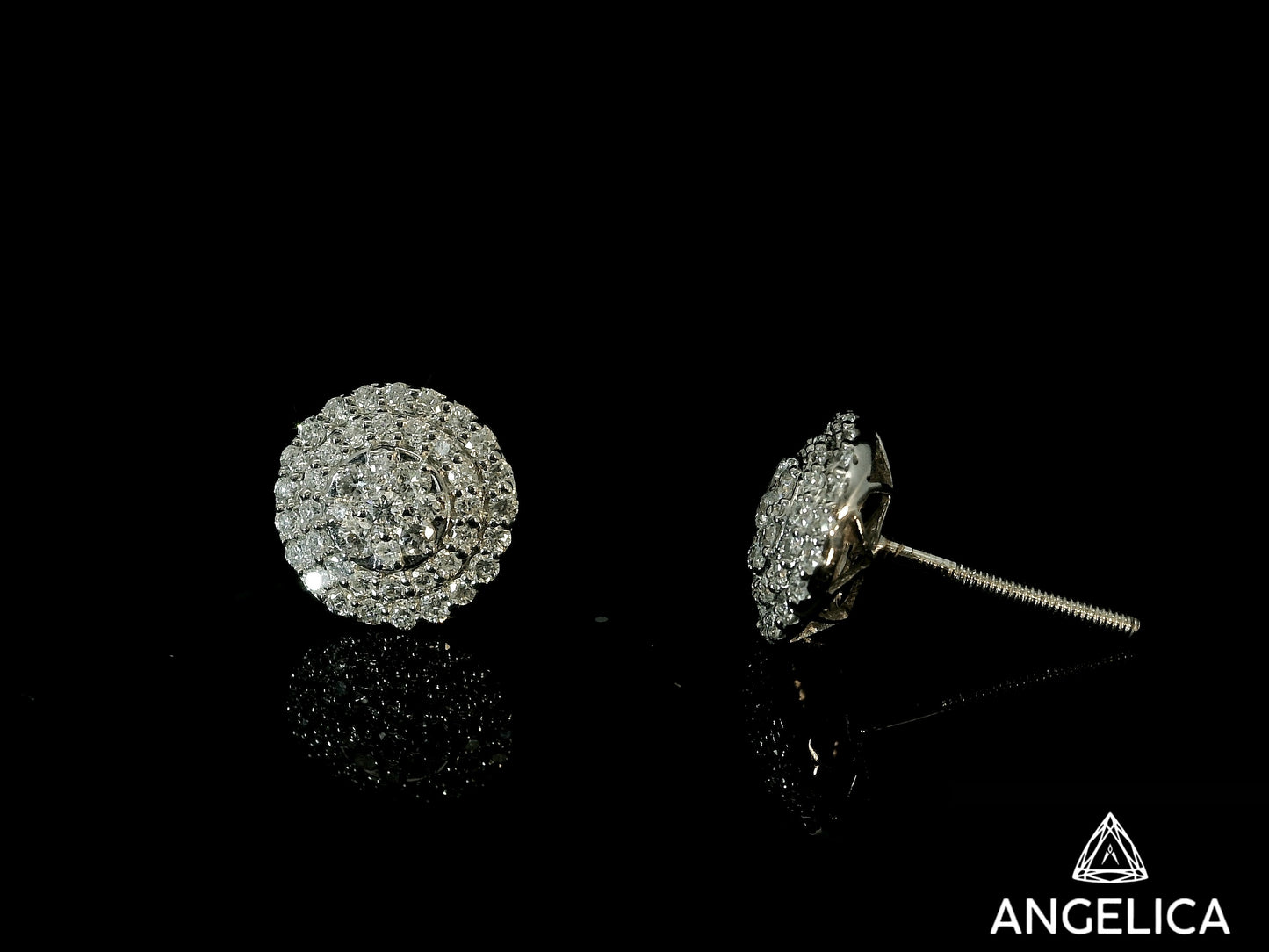 14K WHITE GOLD DIAMOND EARRINGS 9MM