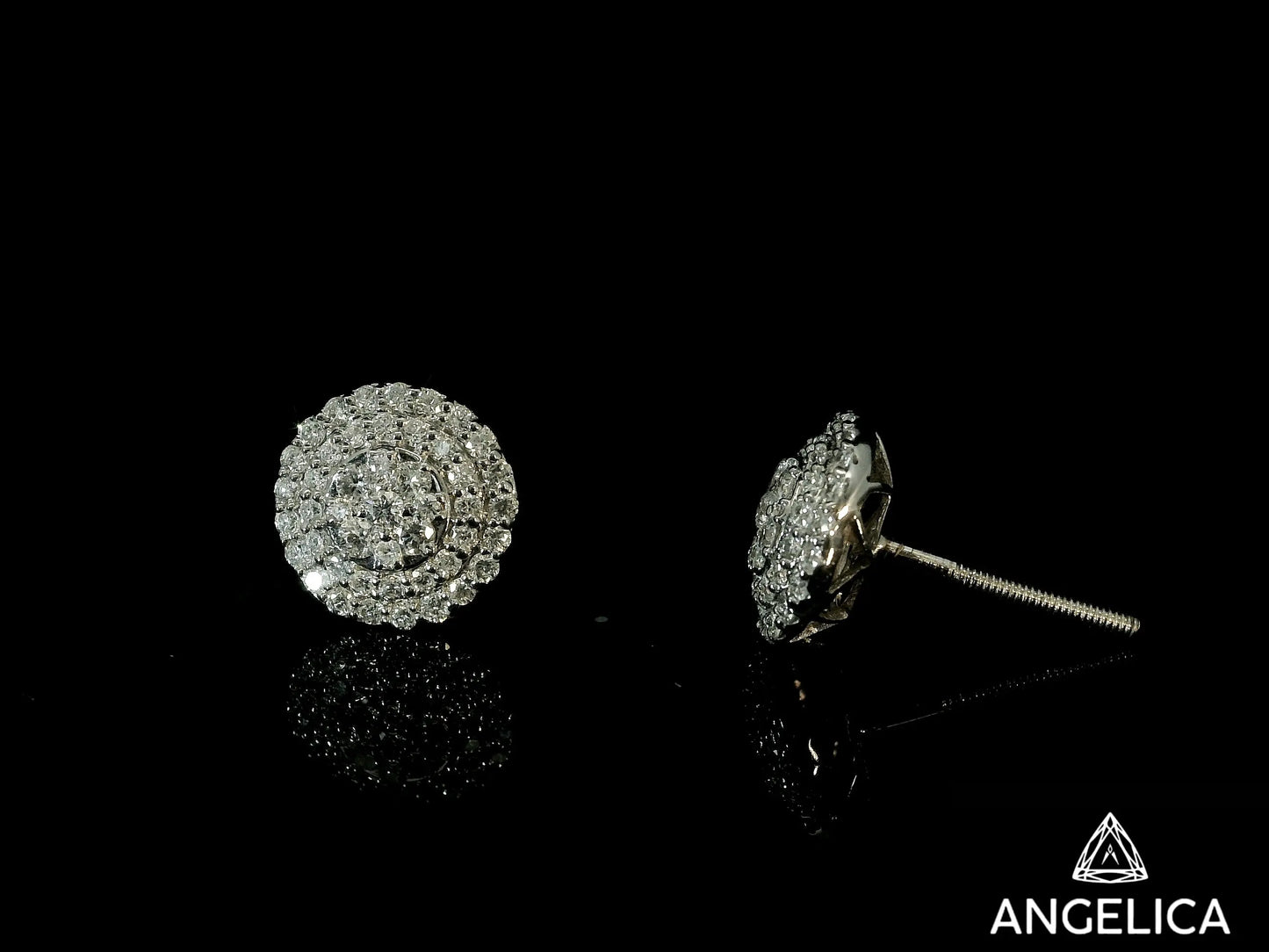 14K WHITE GOLD DIAMOND EARRINGS 9MM Angelica Jewellers