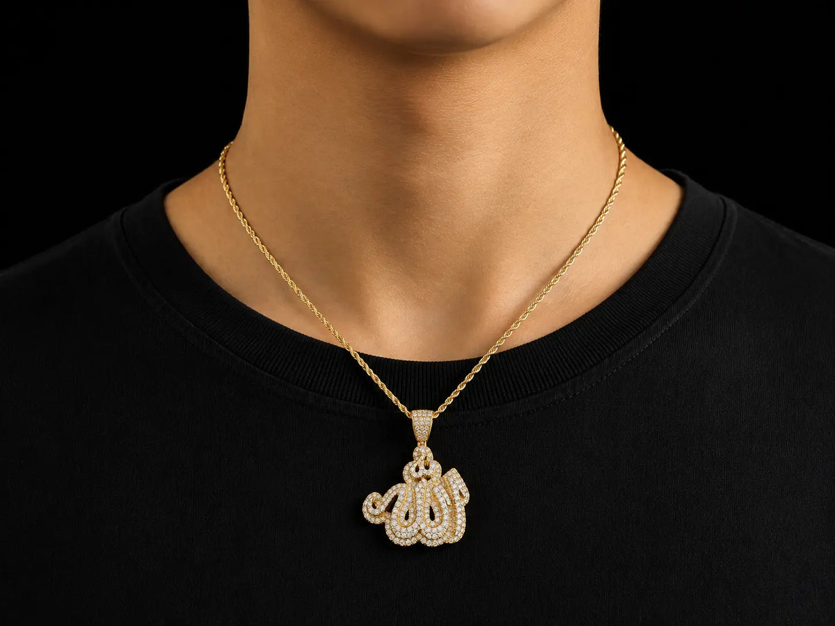 10K Yellow Gold Diamond Allah Pendant Angelica Jewellers