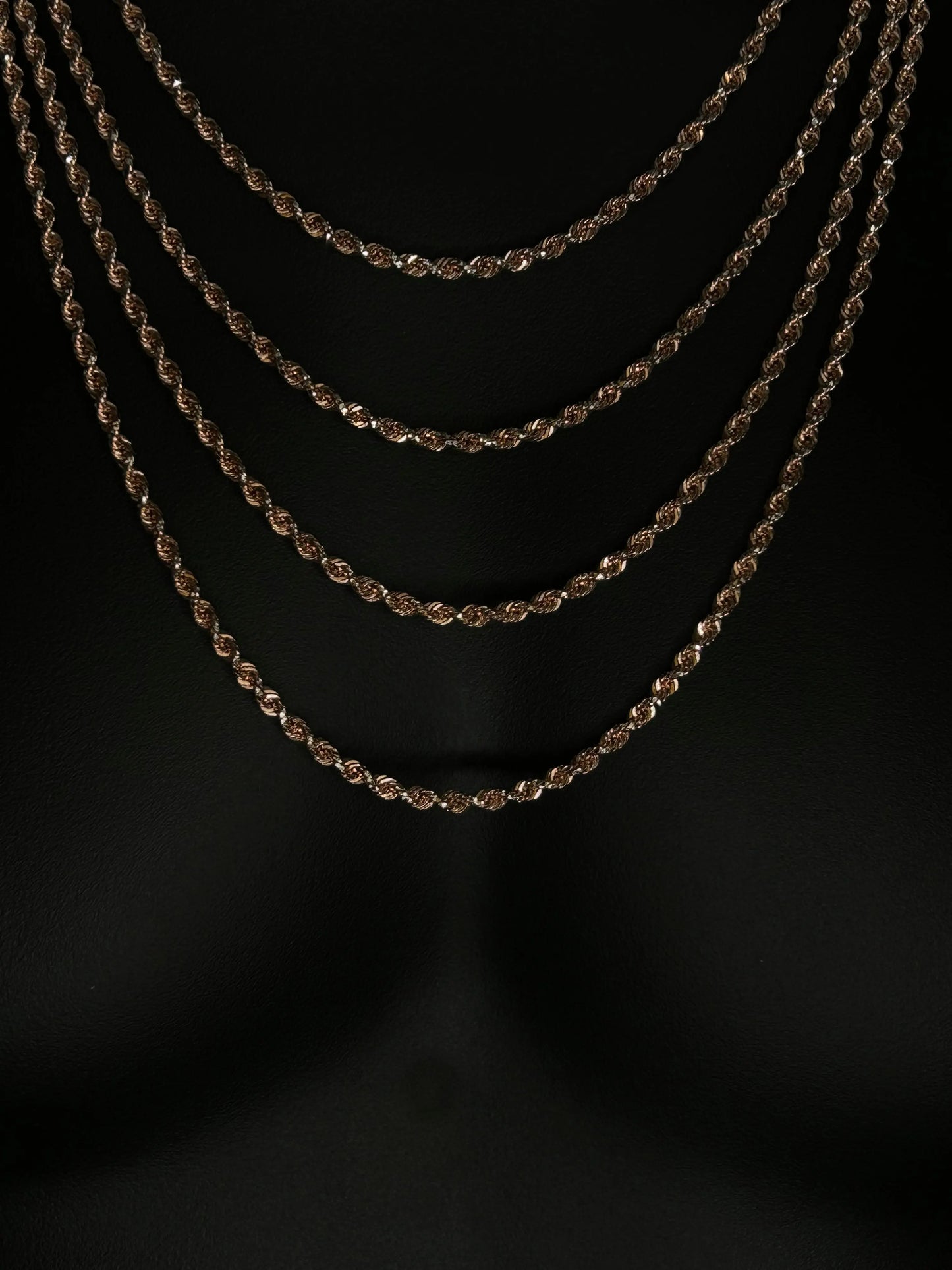 10K SOLID ROSE GOLD ROPE CHAIN DIAMOND CUT 3.5mm Angelica Jewellers