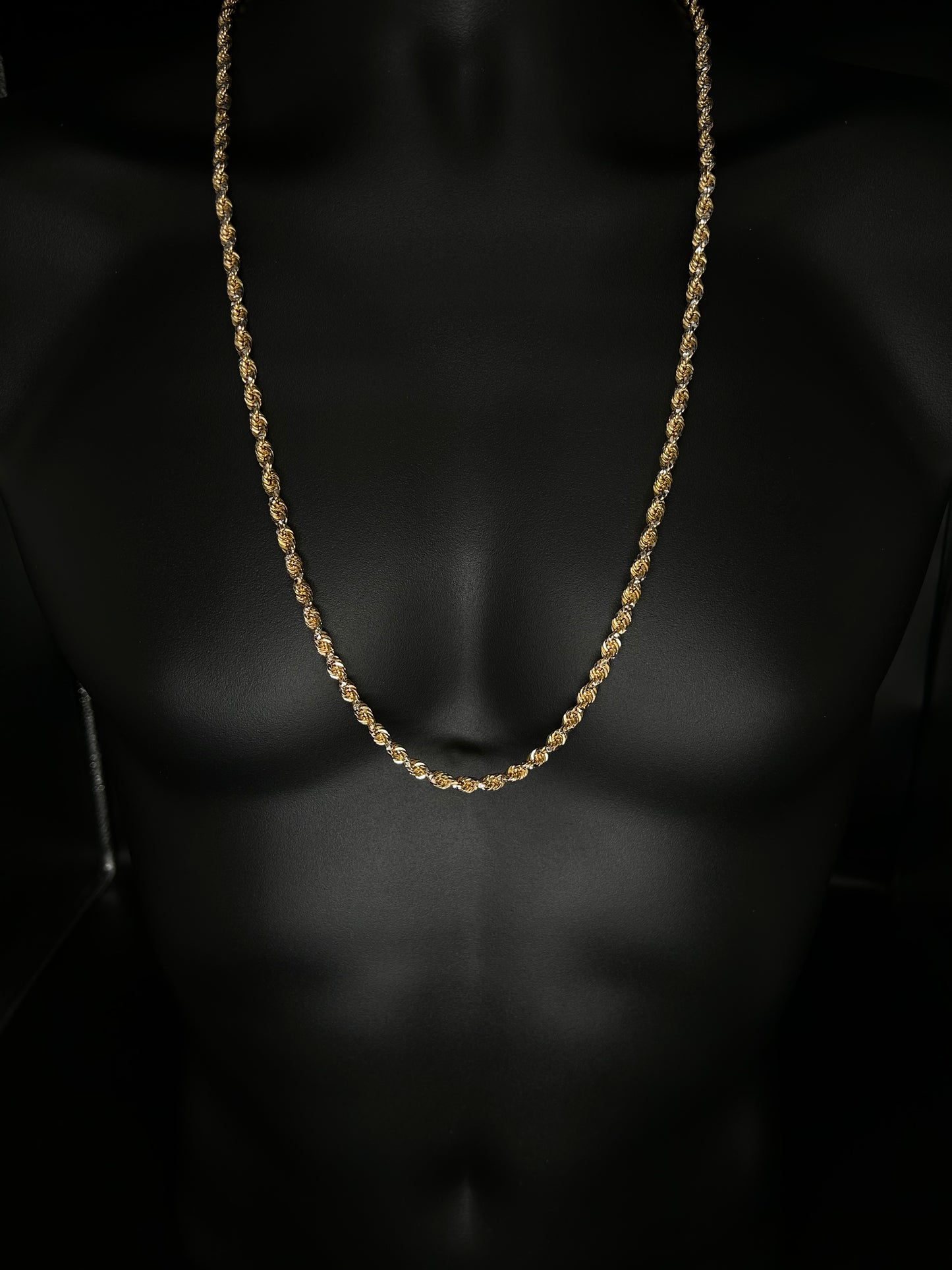 10K SOLID YELLOW GOLD ROPE CHAIN DIAMOND CUT 5mm 30 INCHES