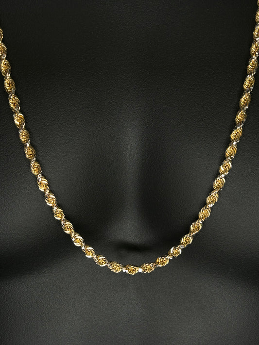 10K SOLID YELLOW GOLD ROPE CHAIN DIAMOND CUT 5mm 30 INCHES