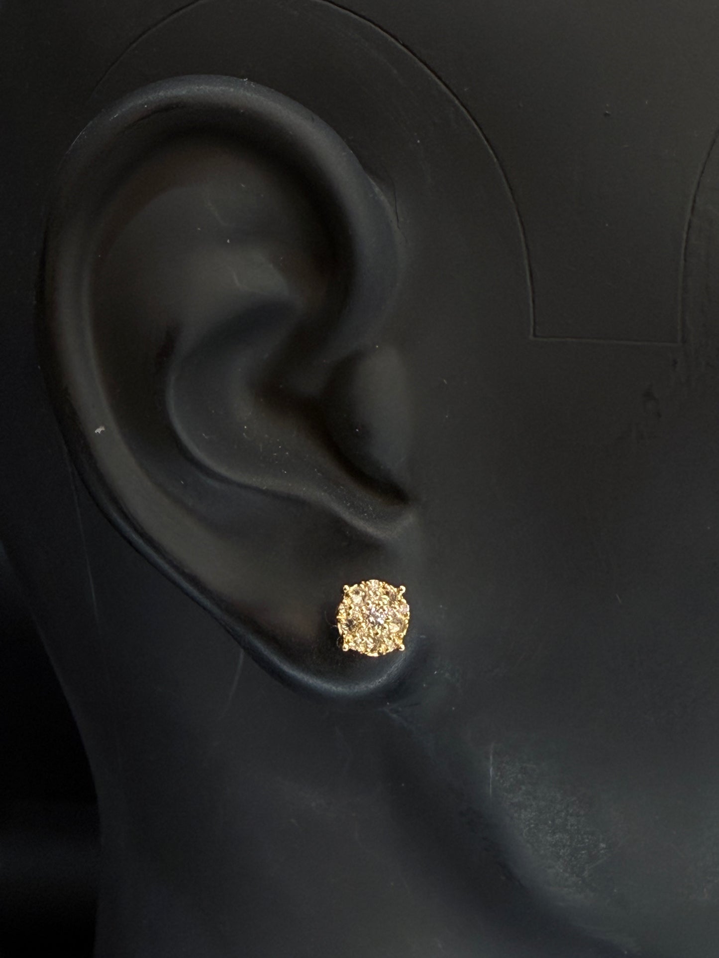 10K YELLOW GOLD ROUND DIAMOND REVERSE SET EARRINGS
