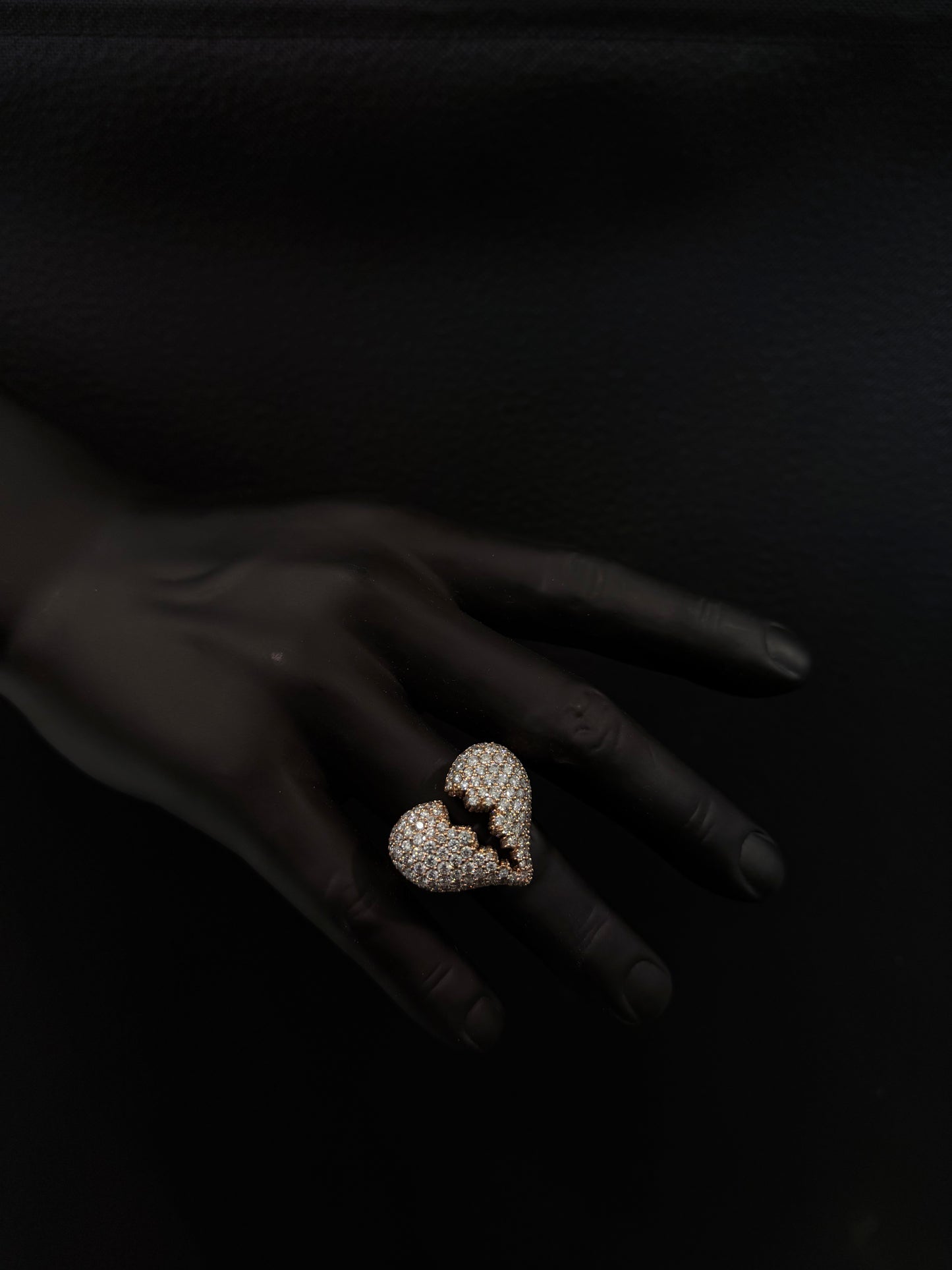 14K ROSE GOLD DIAMONDS BROKEN HEART RING 8.86CT OF DIAMONDS