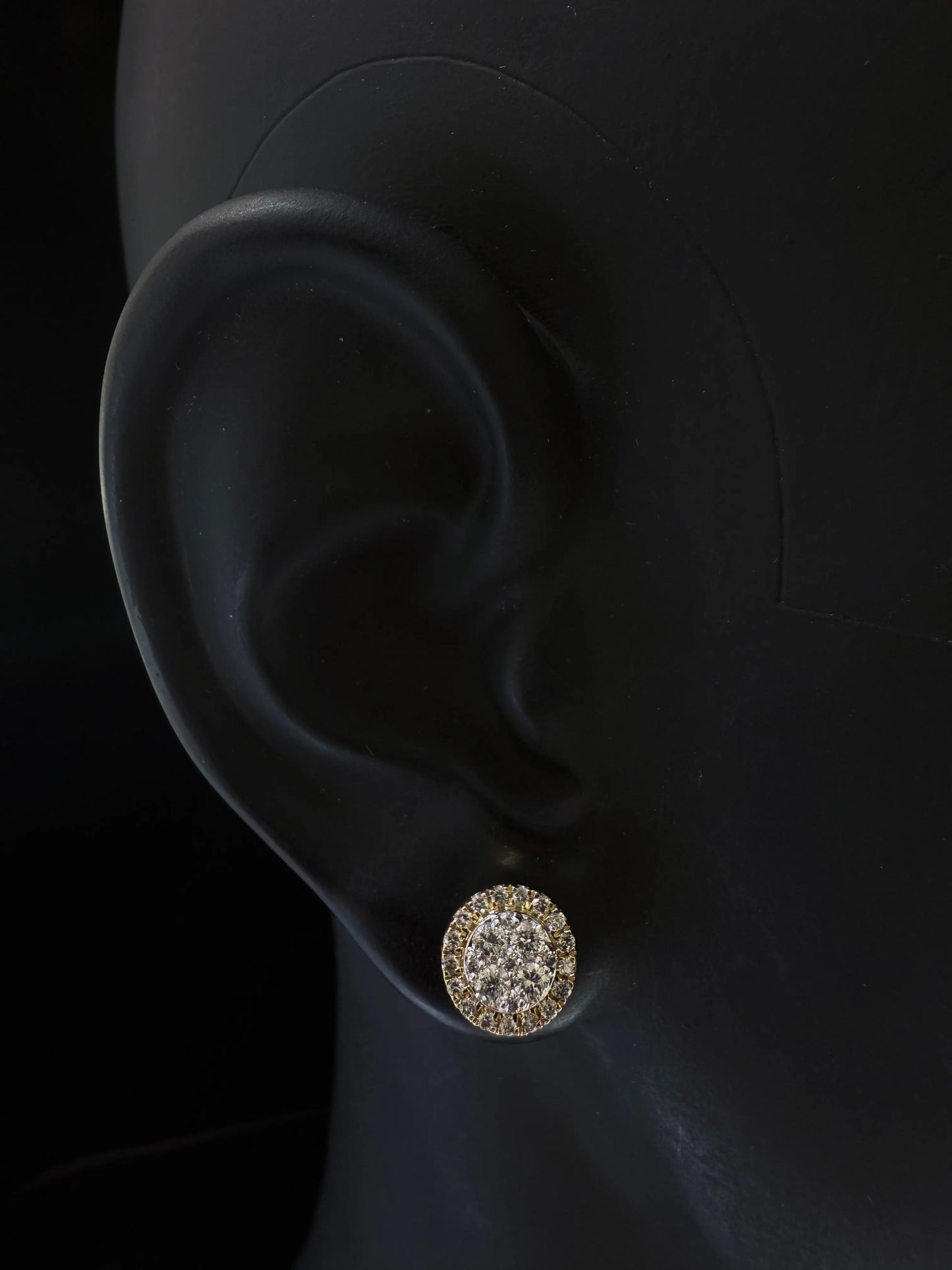 14K Yellow Gold Diamond Stud Earrings – Classic Halo Collection Angelica Jewellers