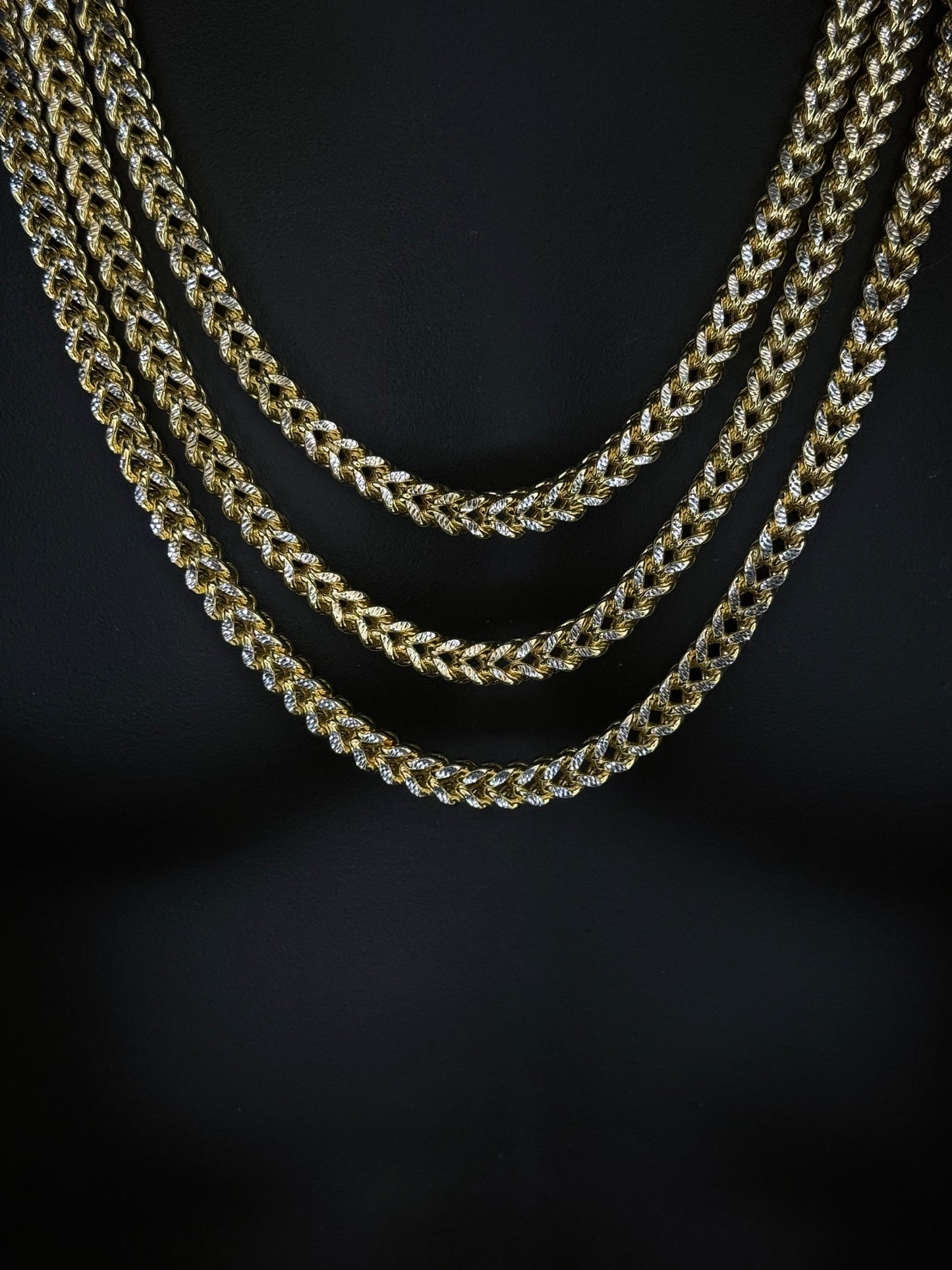 10K YELLOW GOLD DIAMOND CUT FRANCO CHAIN 7.5mm