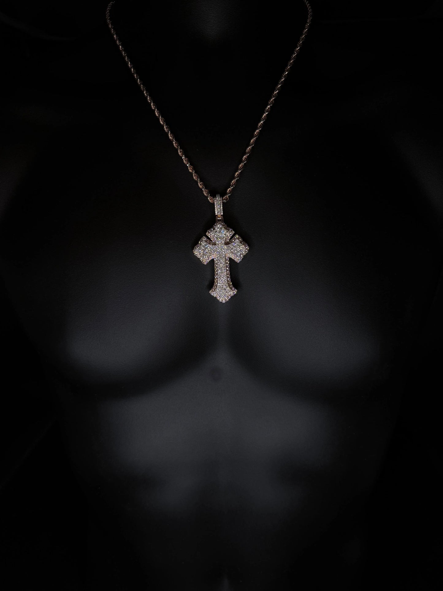 10K ROSE & WHITE GOLD DIAMOND CROSS PENDANT Angelica Jewellers