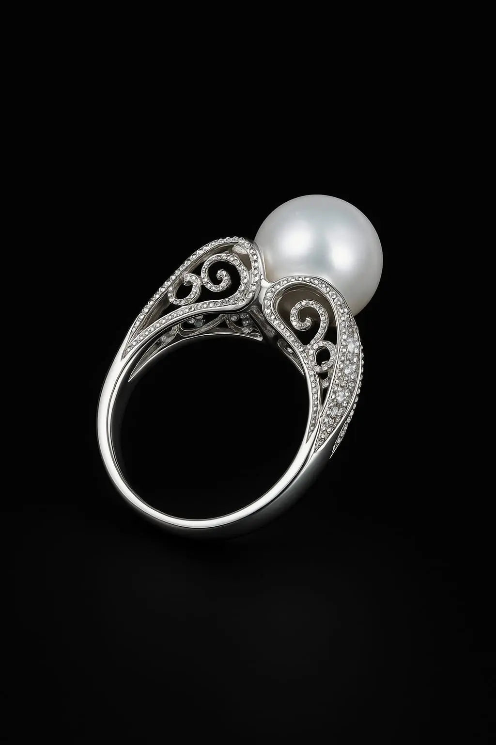 SOUTH SEA PEARL 12MM RING IN WHITE GOLD 18KT SET WITH 0.42CT OF NATURAL DIAMONDS Angelica Jewellers