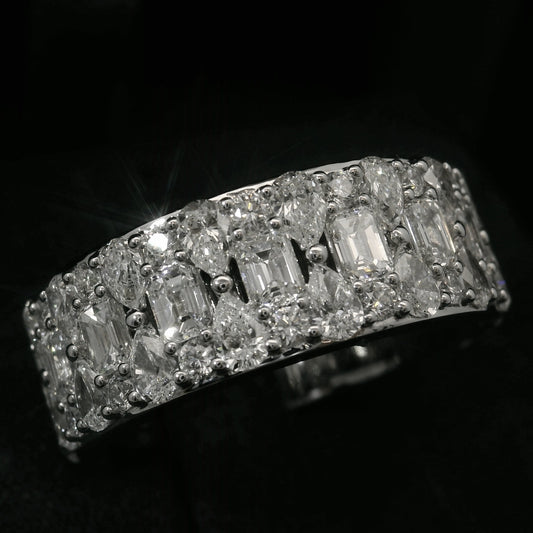 10K WHITE GOLD BAND SET WITH 6.40CT OF DIAMONDS IN VVS F+