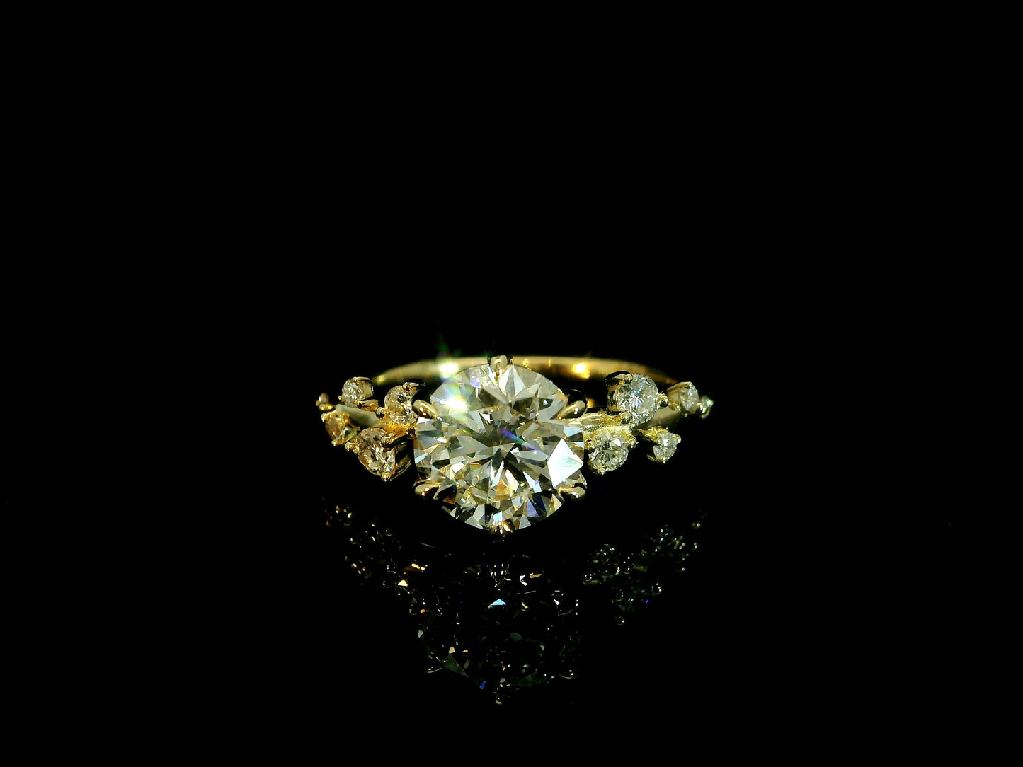 18K YELLOW GOLD LAB ROUND CUT ENGAGEMENT RING 1.95CT