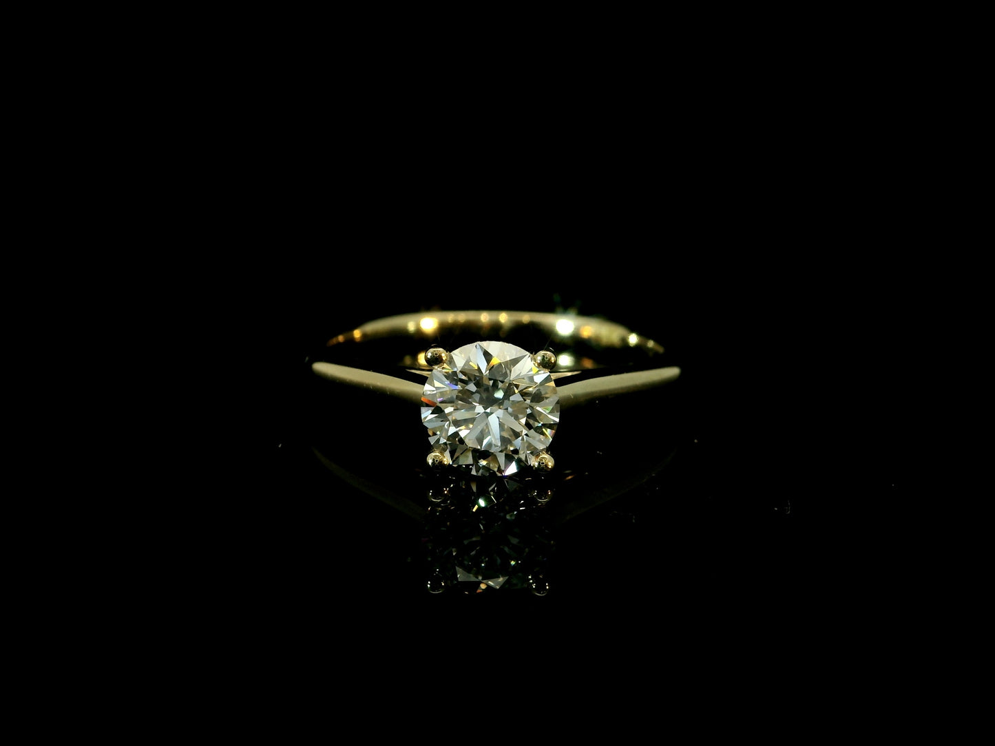 18K YELLOW GOLD LAB DIAMOND ROUND BRILLIANT ENGAGEMENT RING 1.00CT