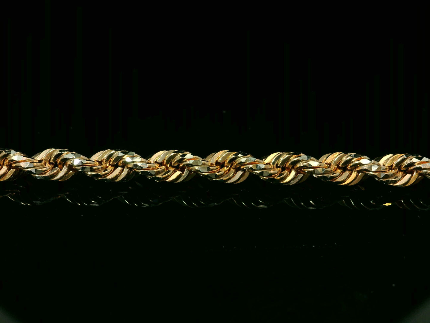 CADENA DE CUERDA DE ORO ROSA MACIZO DE 10 K CON CORTE DE DIAMANTE DE 4,20 MM