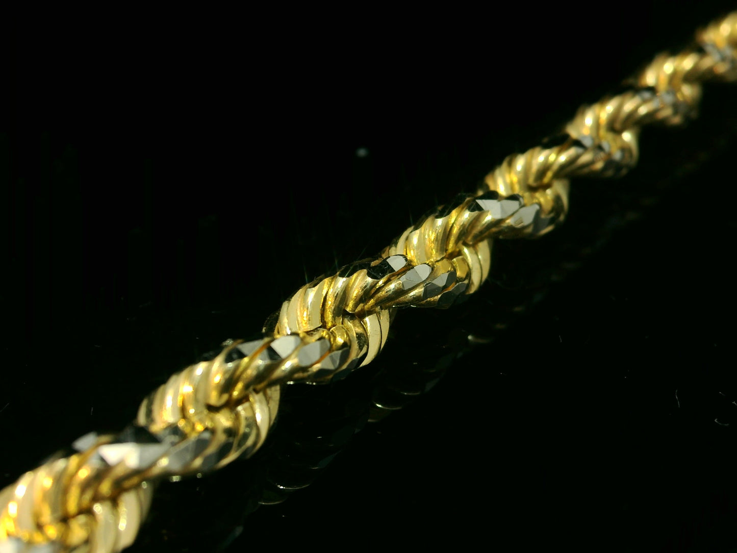 10K SOLID YELLOW GOLD ROPE CHAIN DIAMOND CUT 5mm 30 INCHES