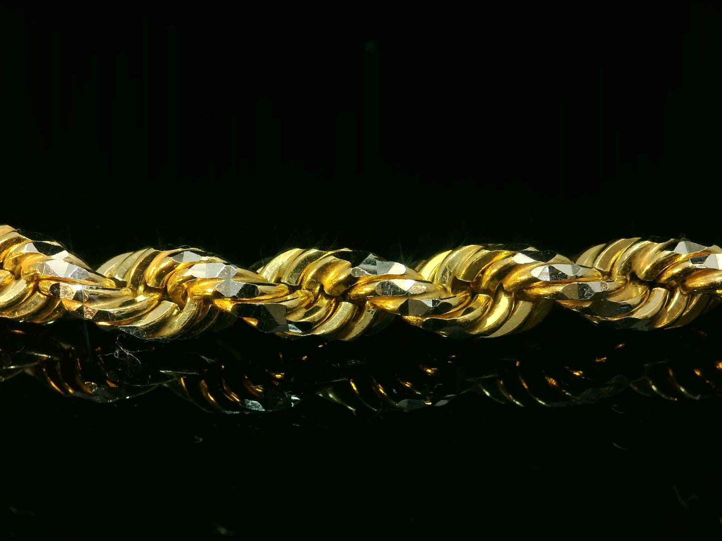 10K SOLID YELLOW GOLD ROPE CHAIN DIAMOND CUT 5mm 30 INCHES