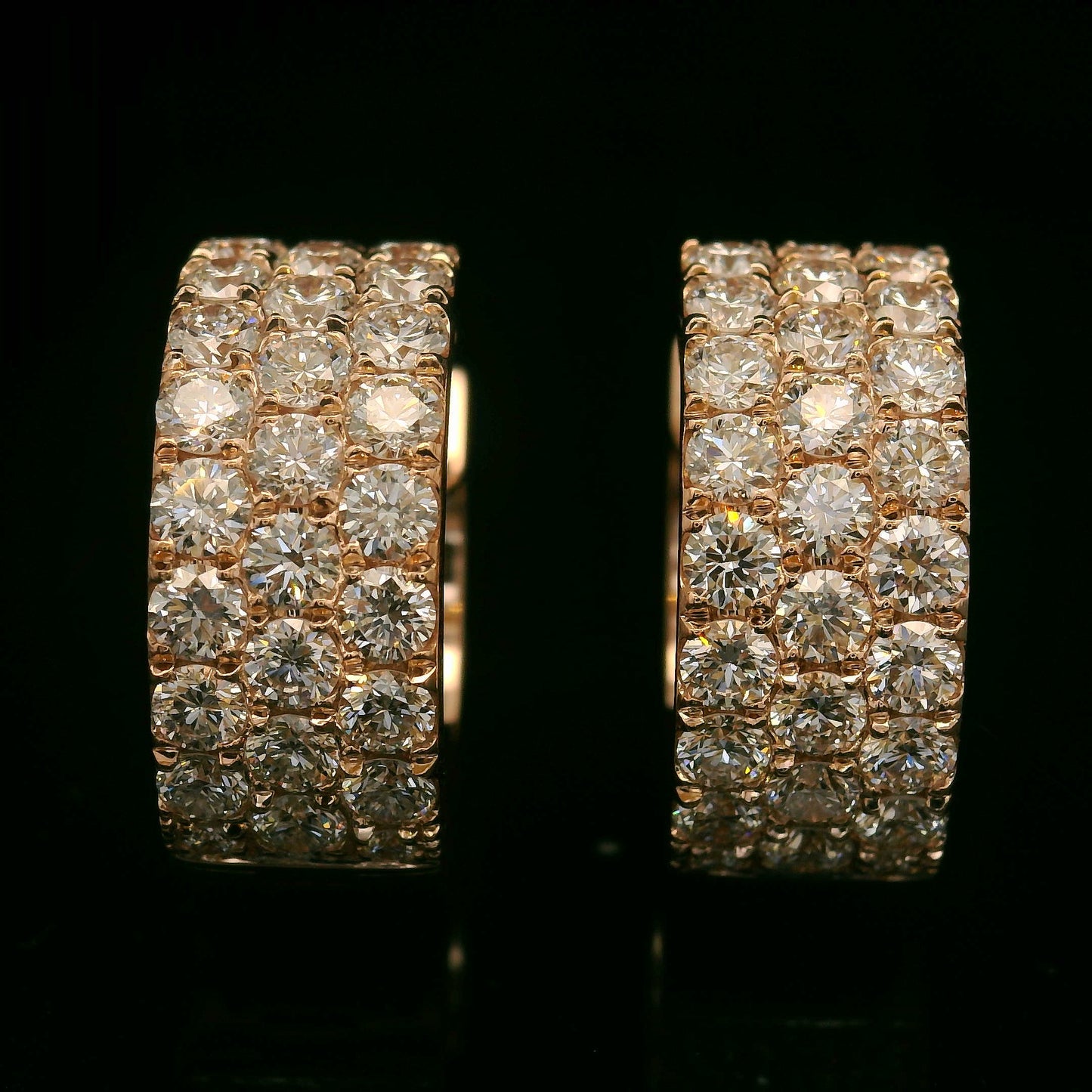 BOUCLES D'OREILLES CRÉOLES EN OR ROSE 14K ET DIAMANTS