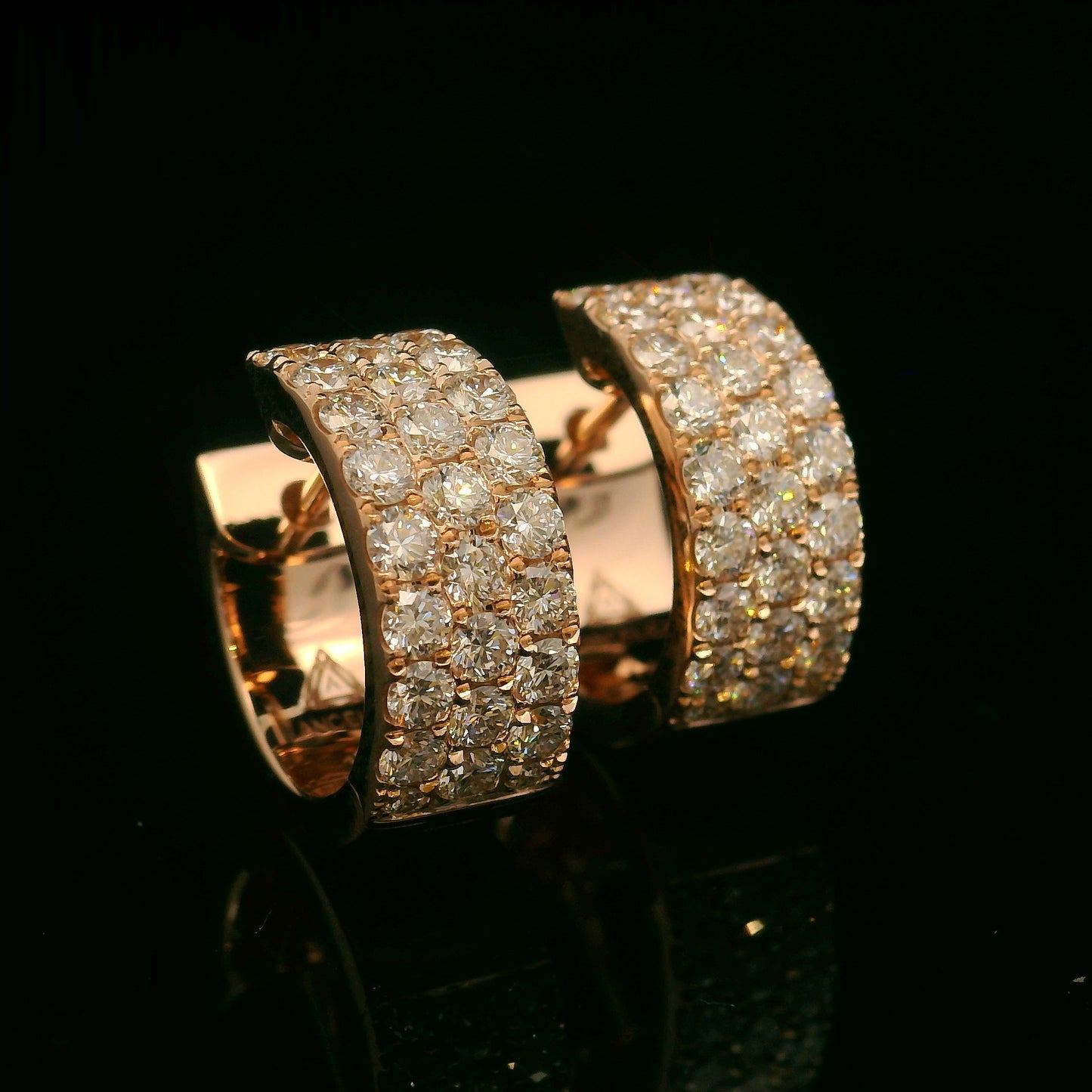 BOUCLES D'OREILLES CRÉOLES EN OR ROSE 14K ET DIAMANTS