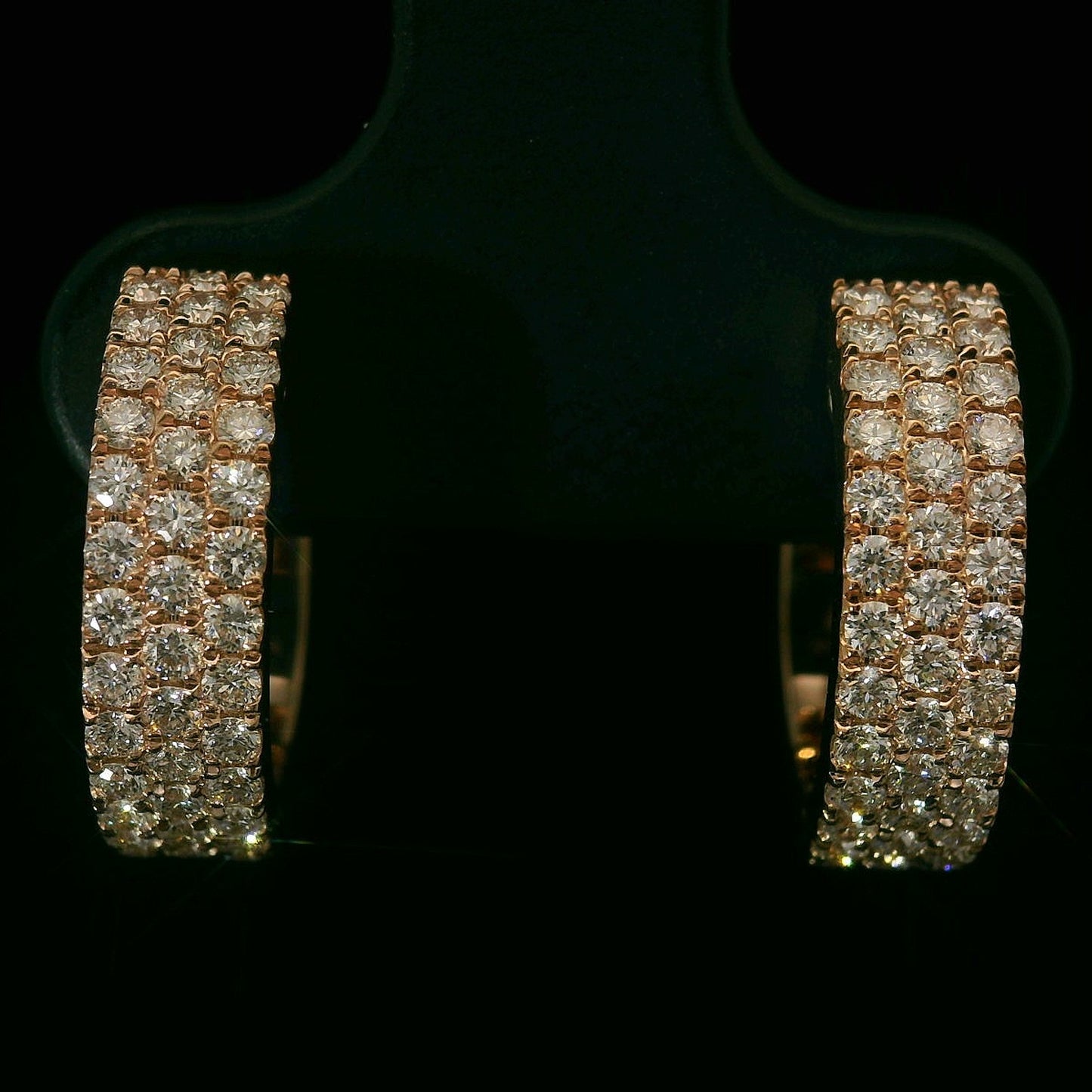 14K ROSE GOLD 4MM HOOP DIAMOND EARRINGS