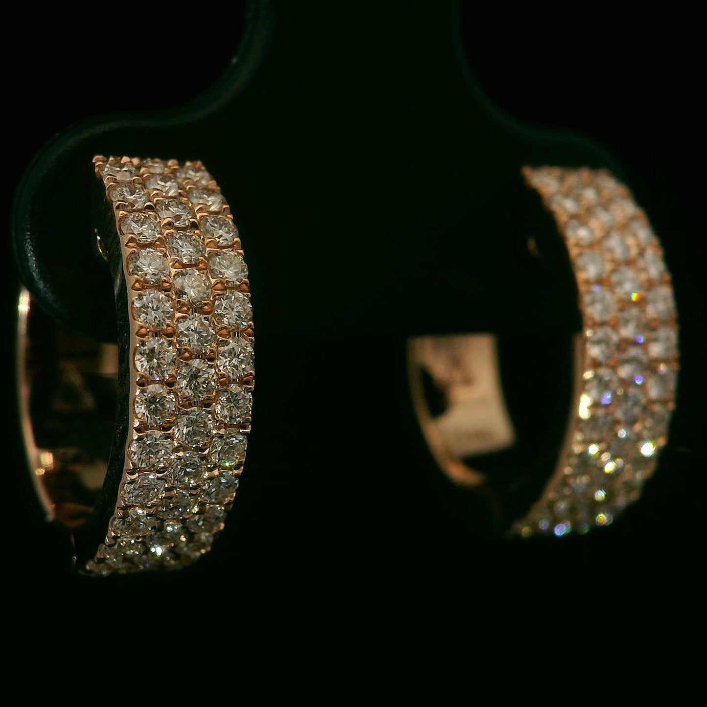14K ROSE GOLD 4MM HOOP DIAMOND EARRINGS