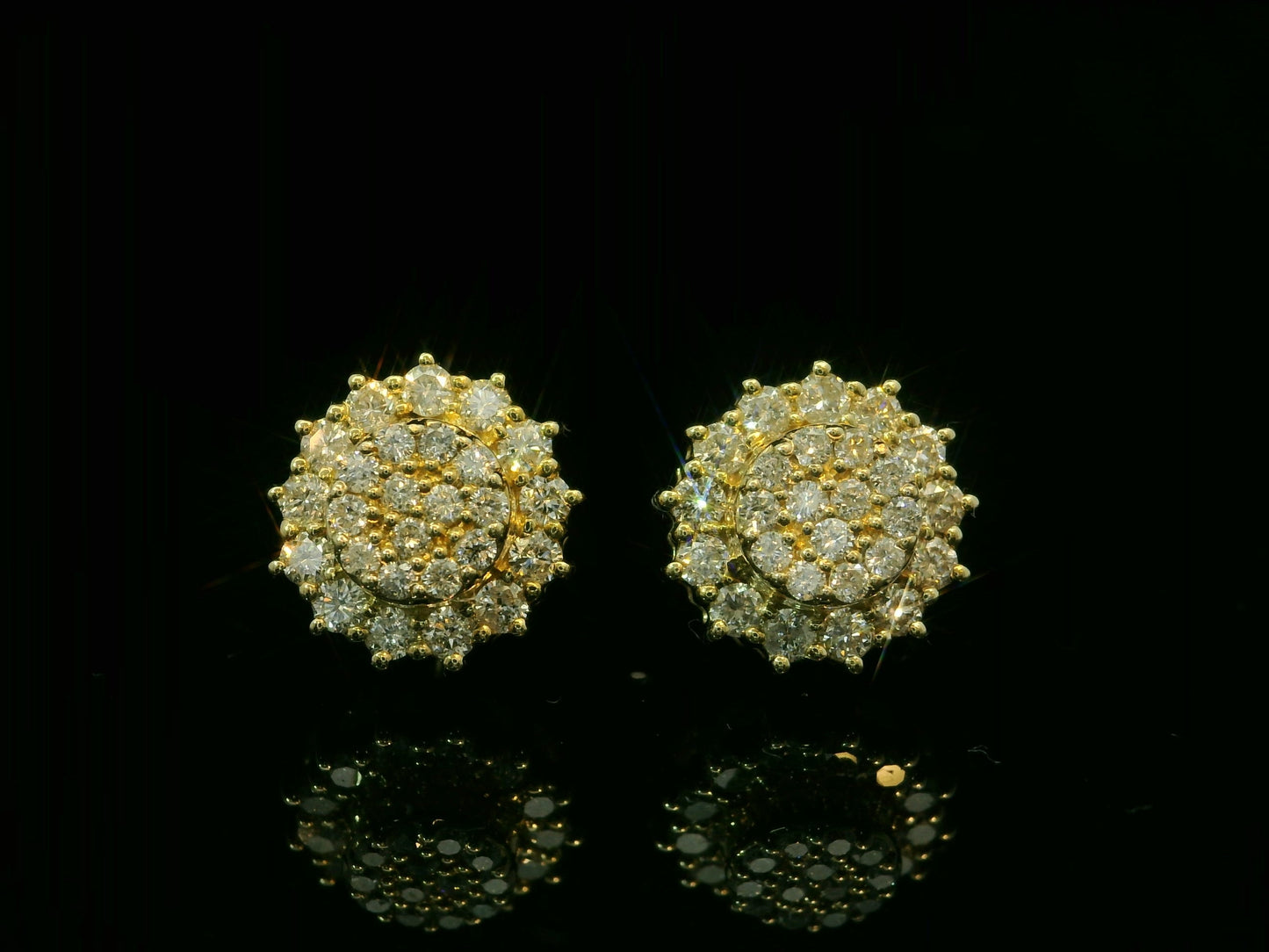BOUCLES D'OREILLES EN OR JAUNE 10K ET DIAMANTS ROND DE 10MM