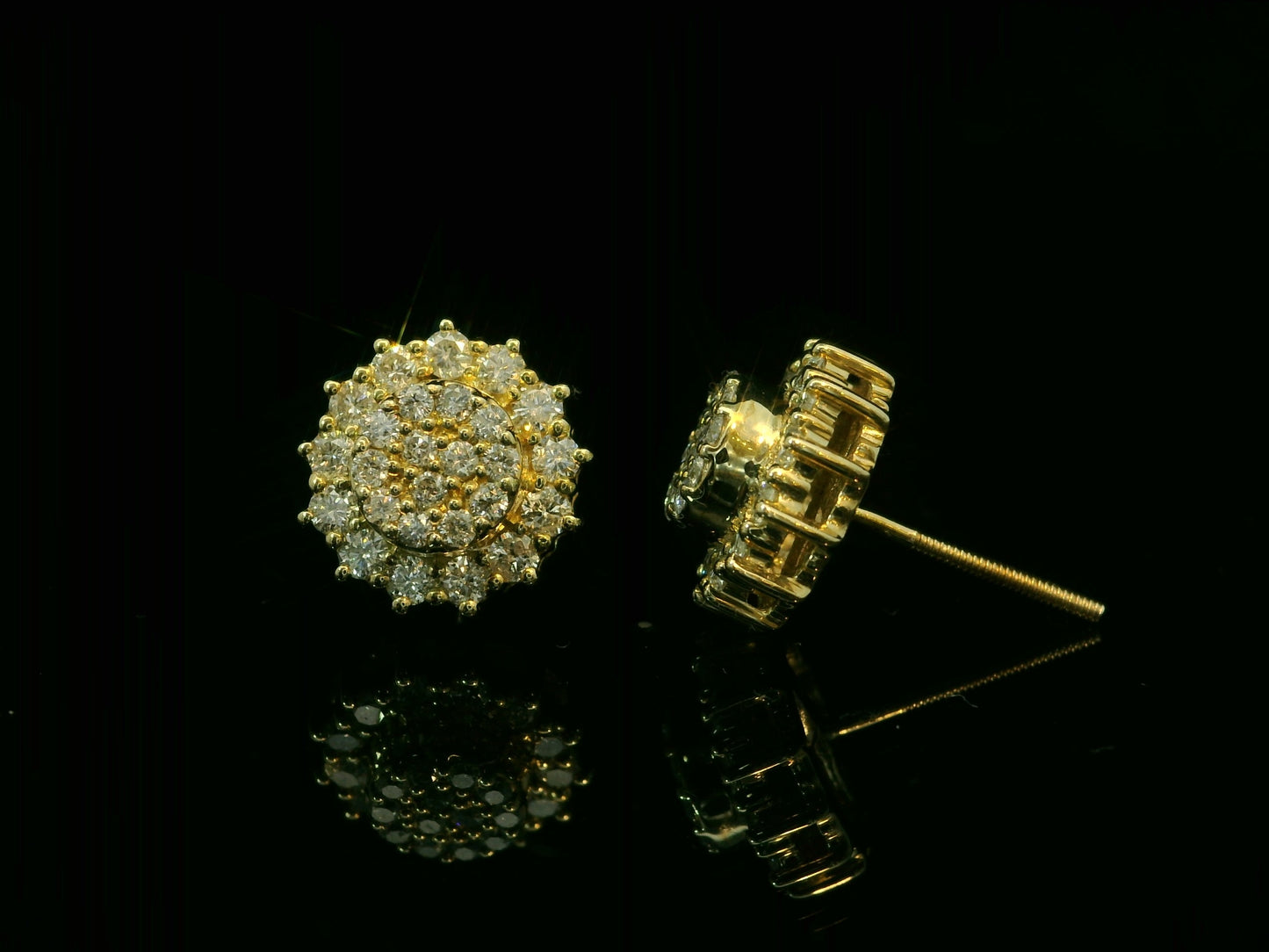 BOUCLES D'OREILLES EN OR JAUNE 10K ET DIAMANTS ROND DE 10MM