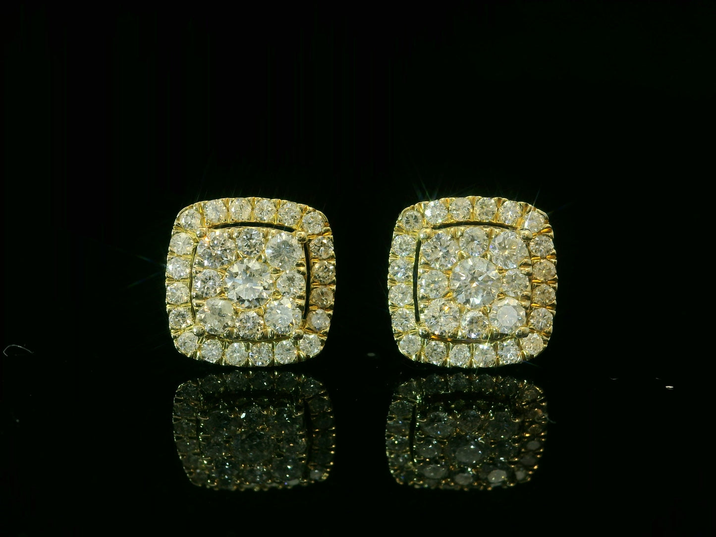 PENDIENTES DE ORO AMARILLO DE 10 QUILATES CON DIAMANTES DE 10 MM