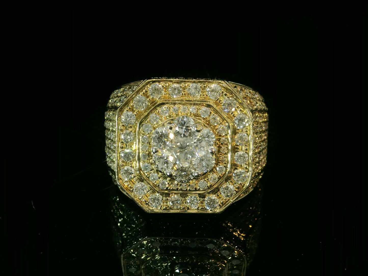 14K YELLOW GOLD RING 3.47CT OF ROUND DIAMONDS