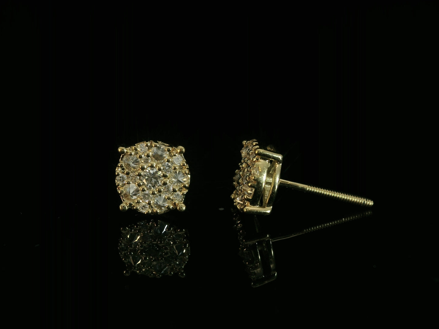 10K YELLOW GOLD ROUND DIAMOND REVERSE SET EARRINGS