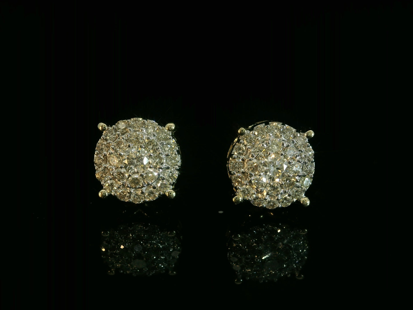 10K YELLOW GOLD ROUND DIAMOND EARRINGS
