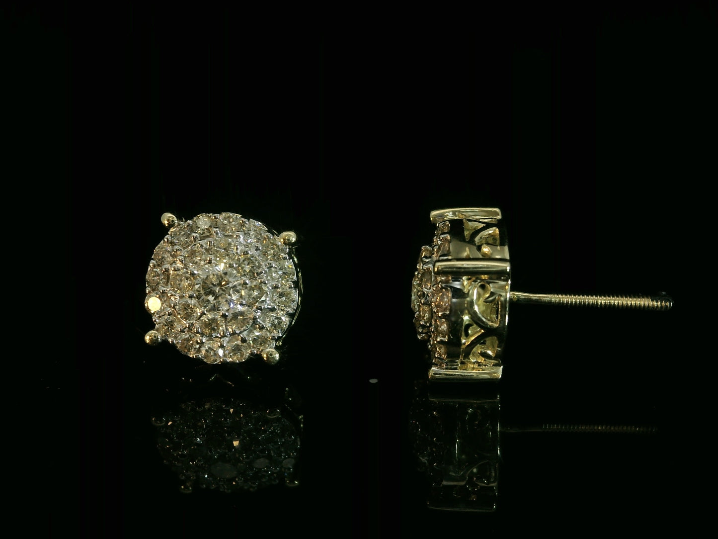 10K YELLOW GOLD ROUND DIAMOND EARRINGS