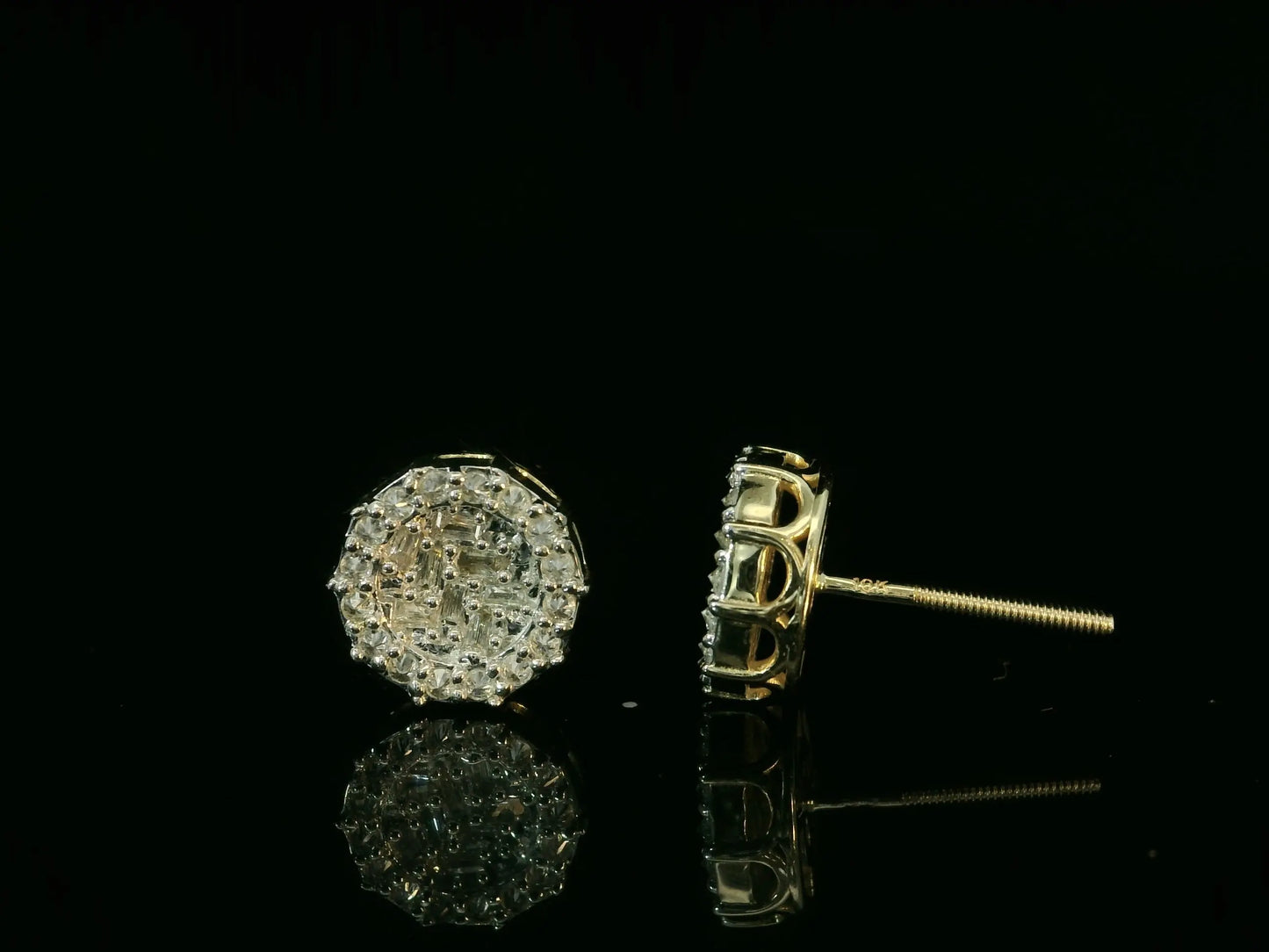 10K YELLOW GOLD BAGUETTE AND ROUND DIAMOND EARRINGS Angelica Jewellers