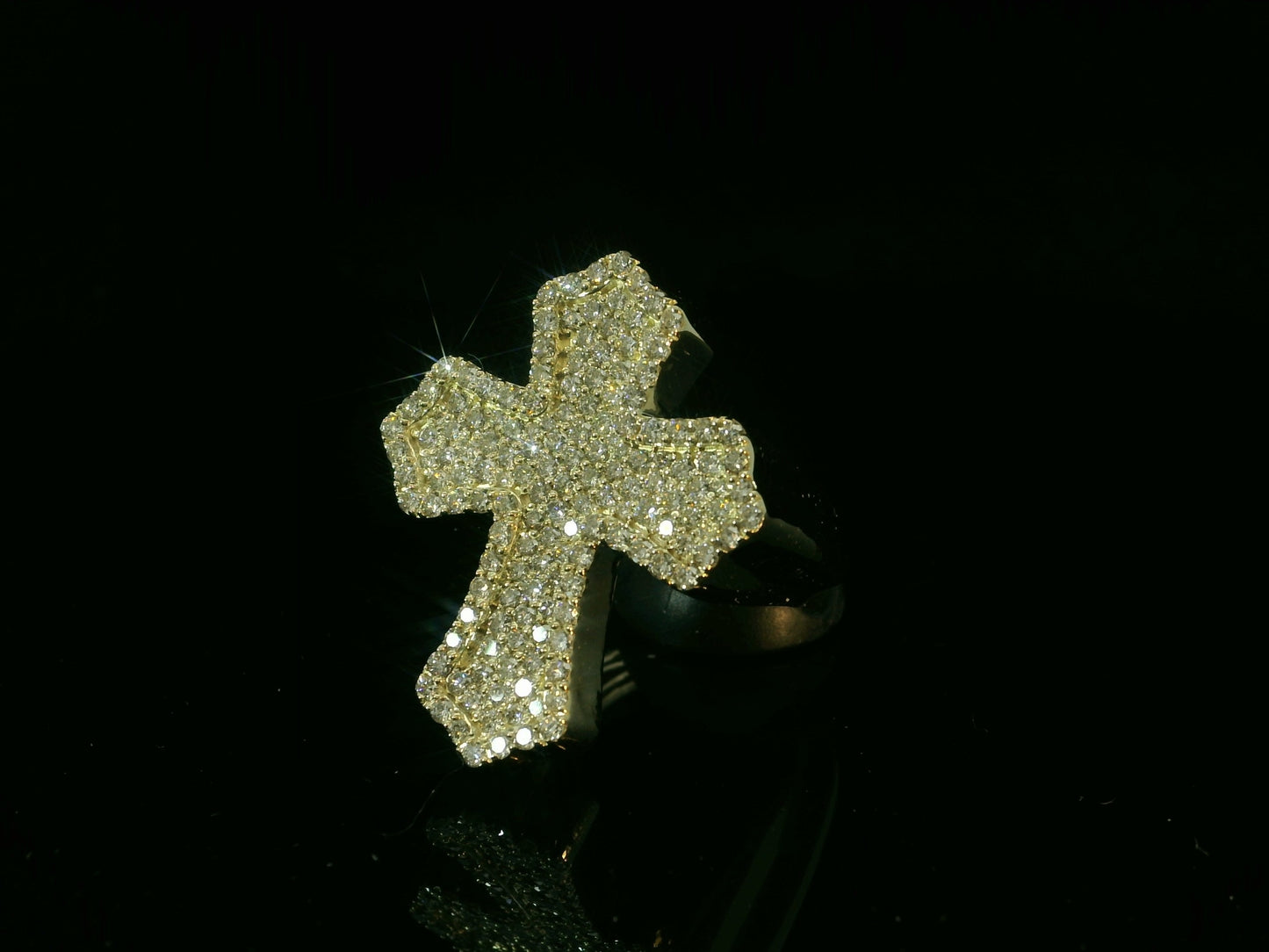 10K YELLOW GOLD & DIAMONDS CROSS RING