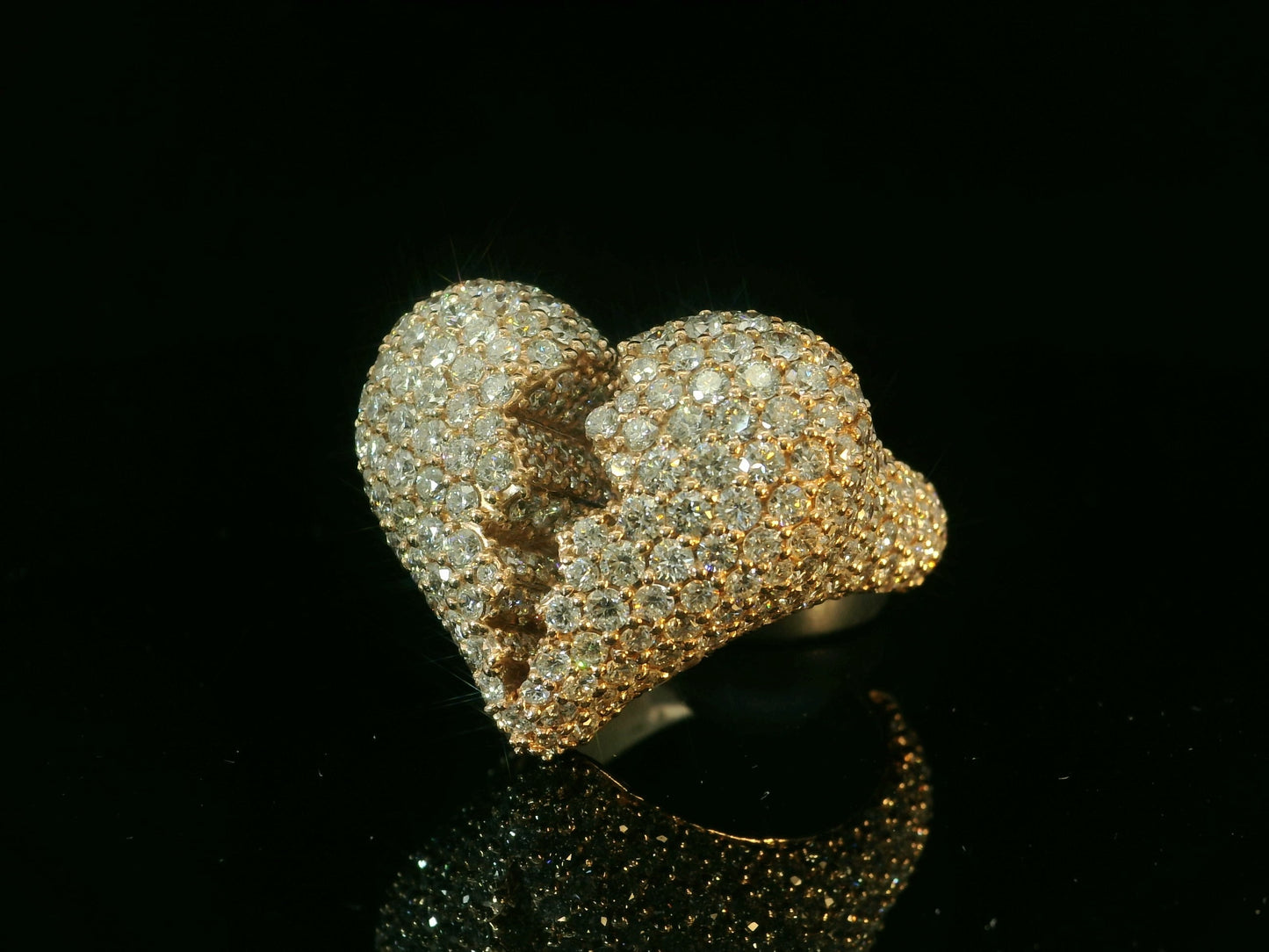 14K ROSE GOLD DIAMONDS BROKEN HEART RING 8.86CT OF DIAMONDS