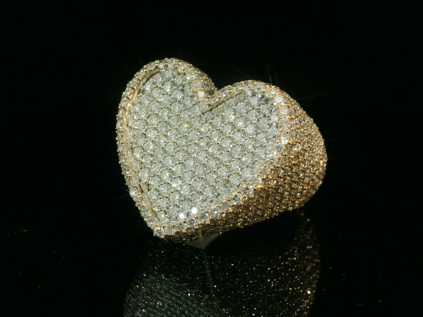 14K ROSE & WHITE GOLD & DIAMONDS HEART RING 8.65CT