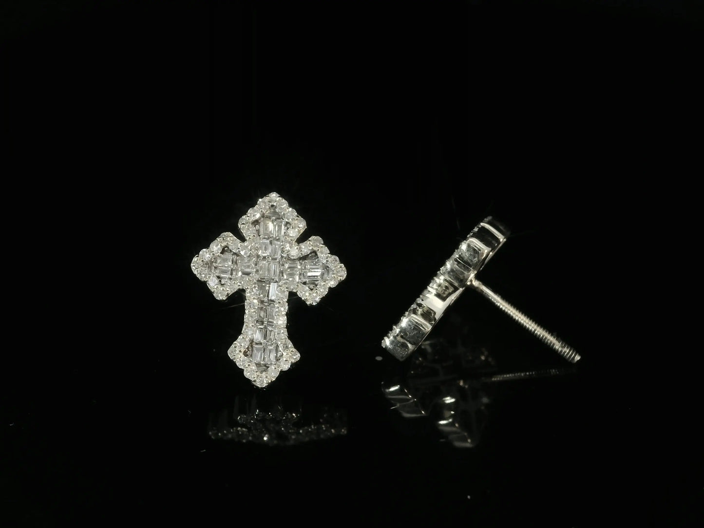 10K WHITE GOLD DIAMOND CROSS EARRINGS Angelica Jewellers