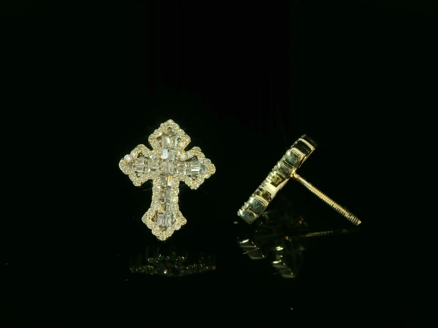 10K YELLOW GOLD DIAMOND CROSS EARRINGS Angelica Jewellers