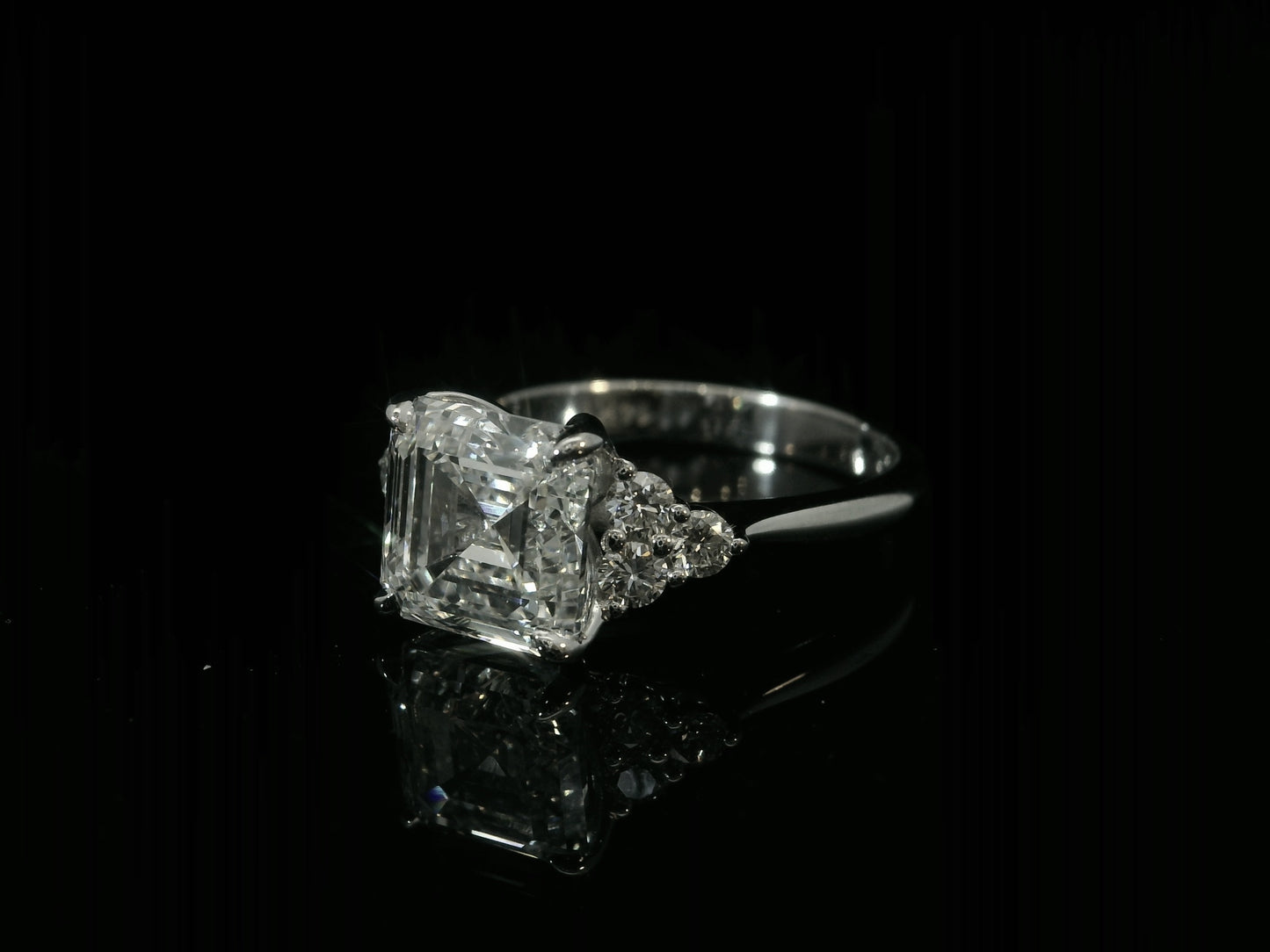 14K WHITE GOLD LAB DIAMOND ASSCHER CUT ENGAGEMENT RING 3.36CT