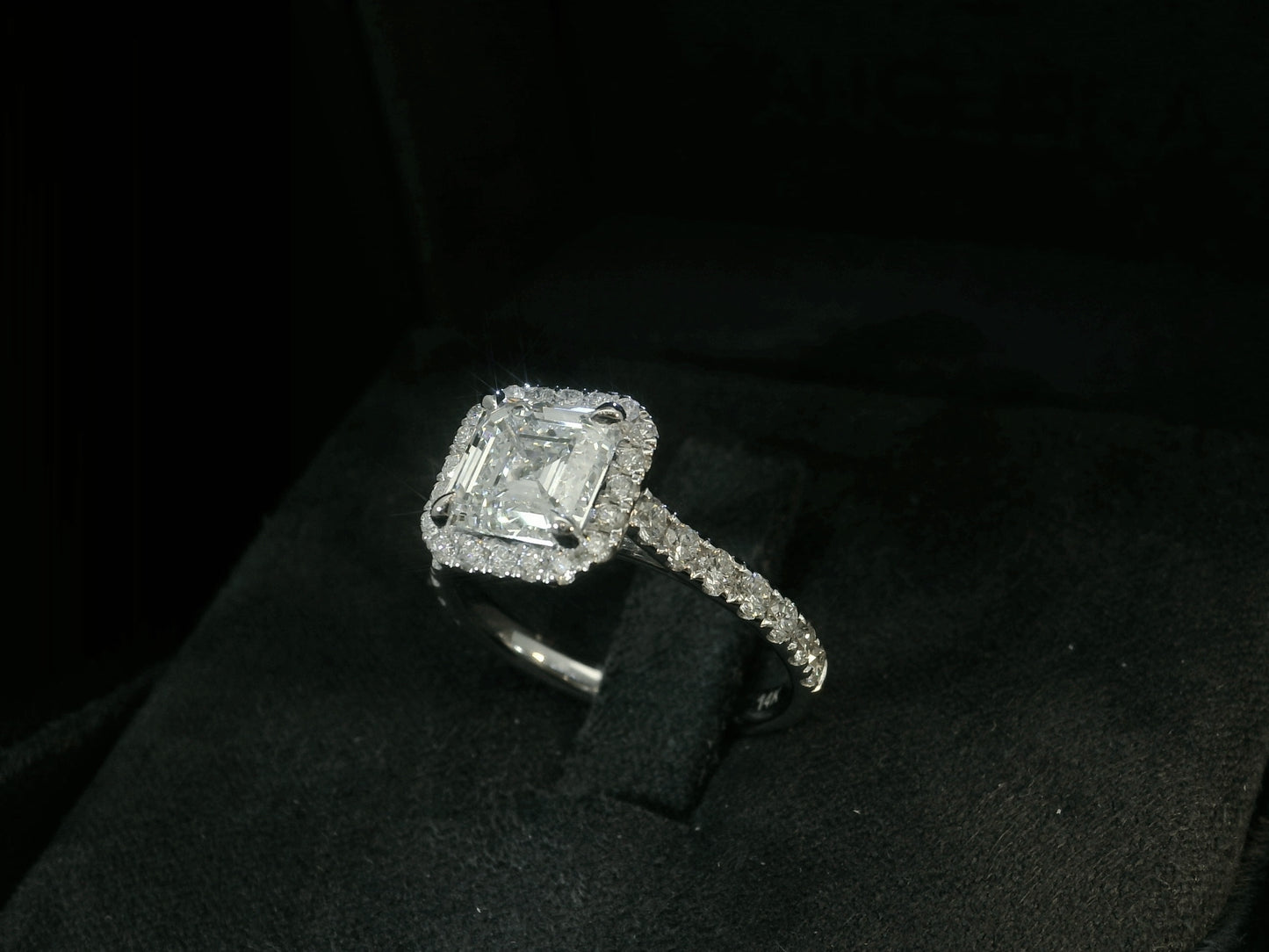 14K WHITE GOLD LAB DIAMOND ASSCHER CUT ENGAGEMENT RING 2.81CT