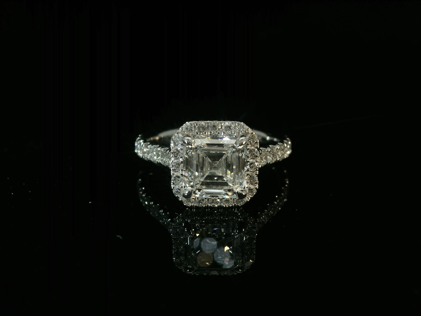 14K WHITE GOLD LAB DIAMOND ASSCHER CUT ENGAGEMENT RING 2.81CT